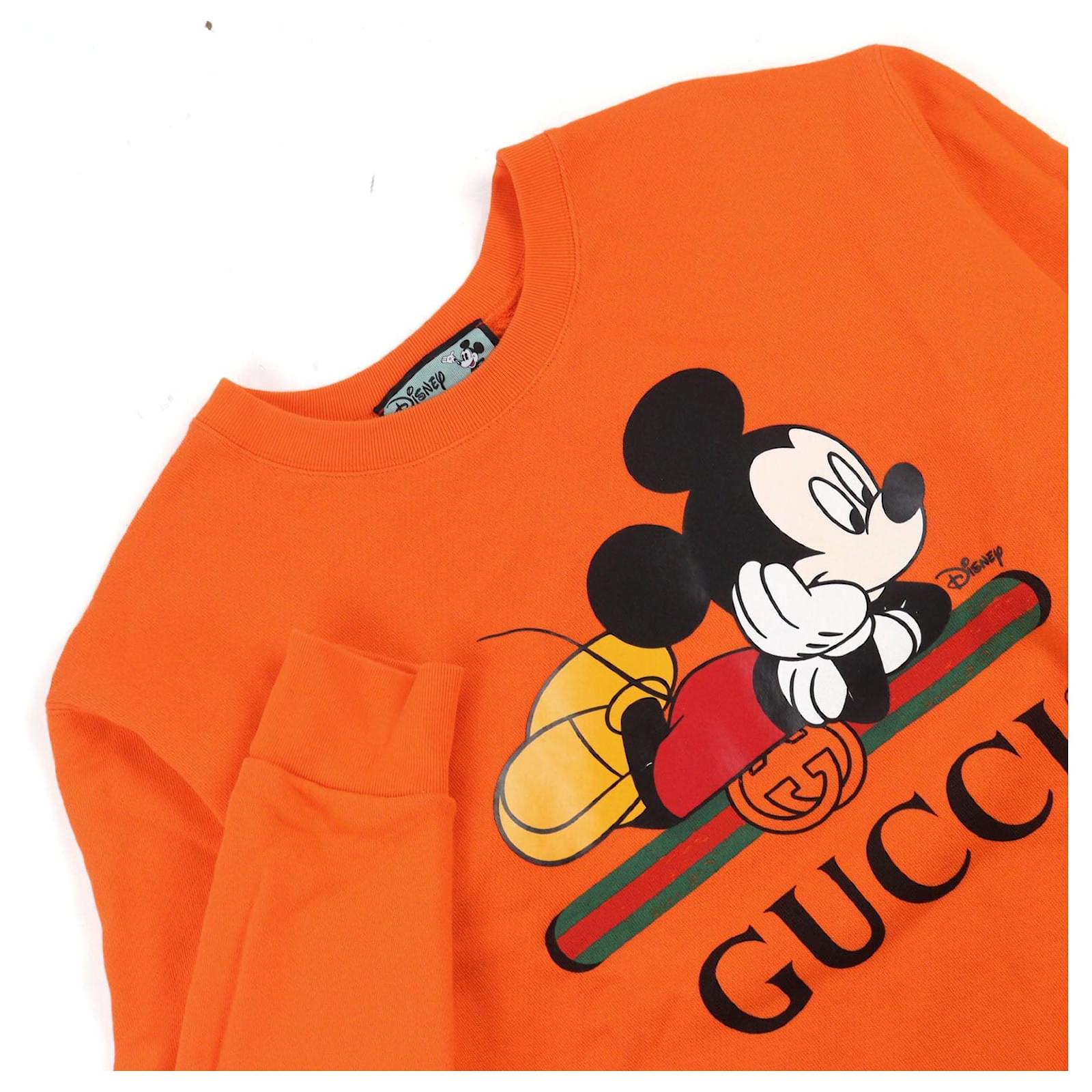 Gucci×Disney Mickey Mouse Print Web Line Sweatshirt Orange Cotton