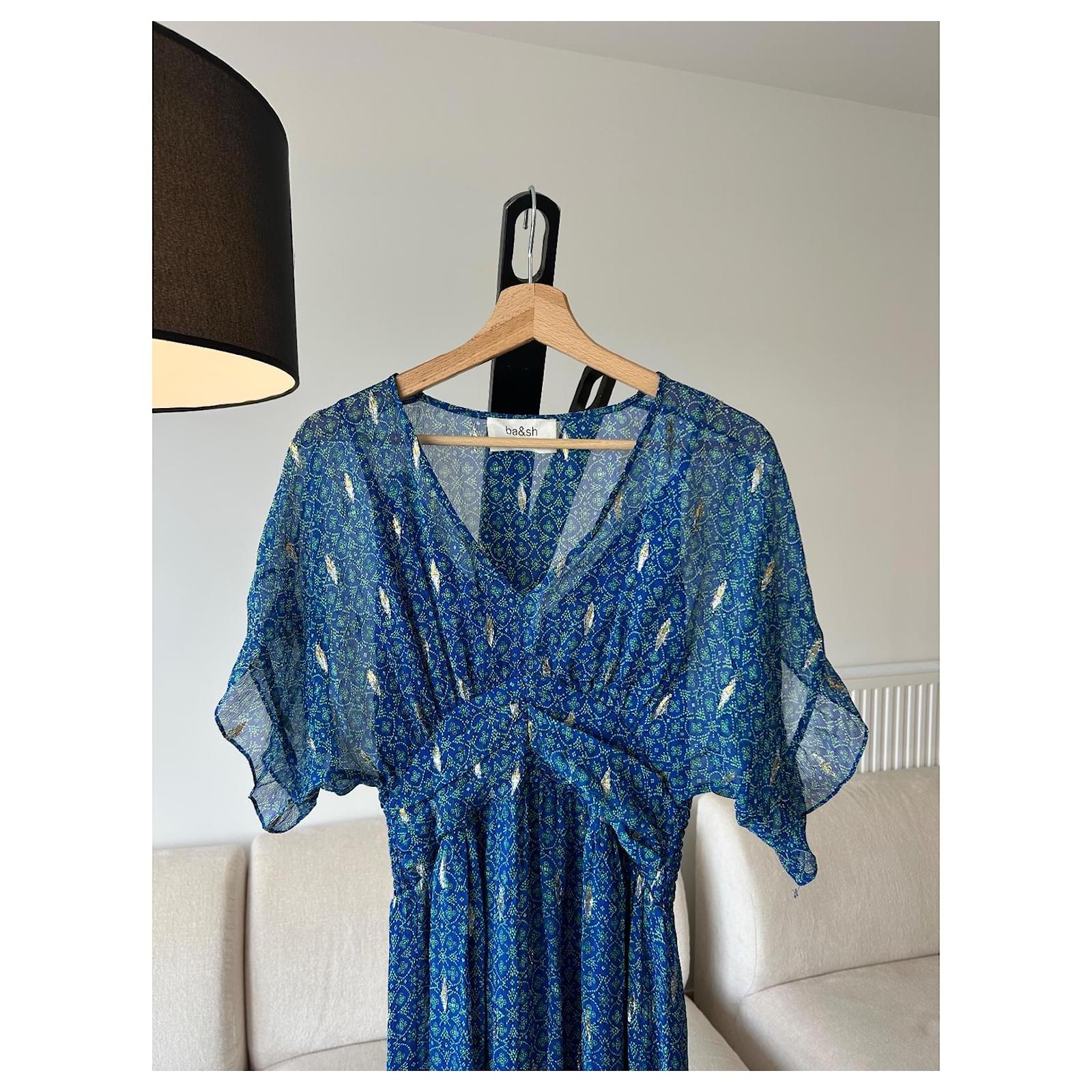 Blue Long Dress Mela ba&sh Silk ref.JC2488078 (Sold) - Joli Closet Blue Long Dress Mela ba&sh Silk ref.JC2488078 (Sold) - Joli Closet