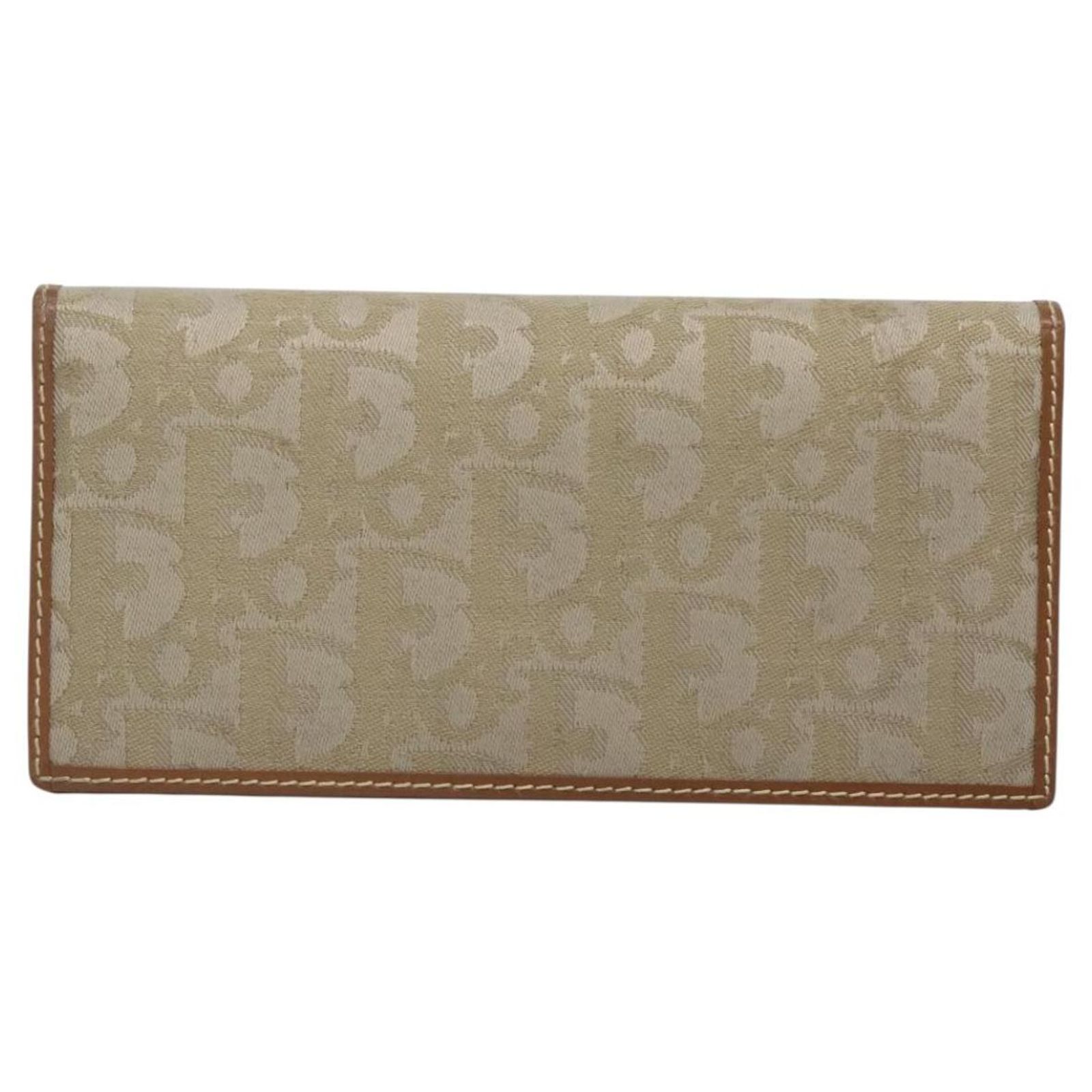 Christian Dior Trotter Canvas Long Wallet Green Auth ac3871 ref 