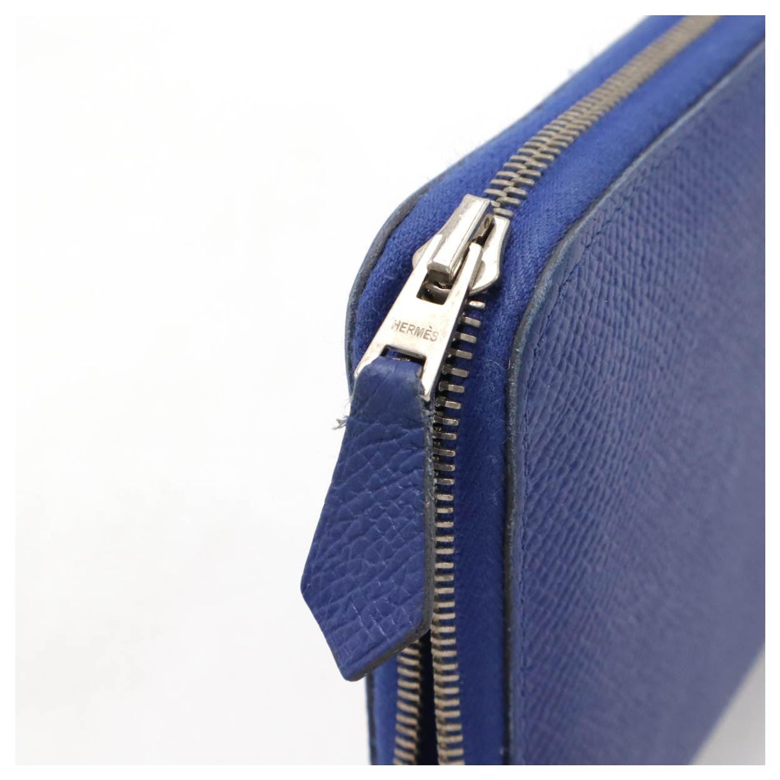 Portefeuille Long HERMES Azap En Cuir Chevre Bleu Aztèque - Occasion De Collection