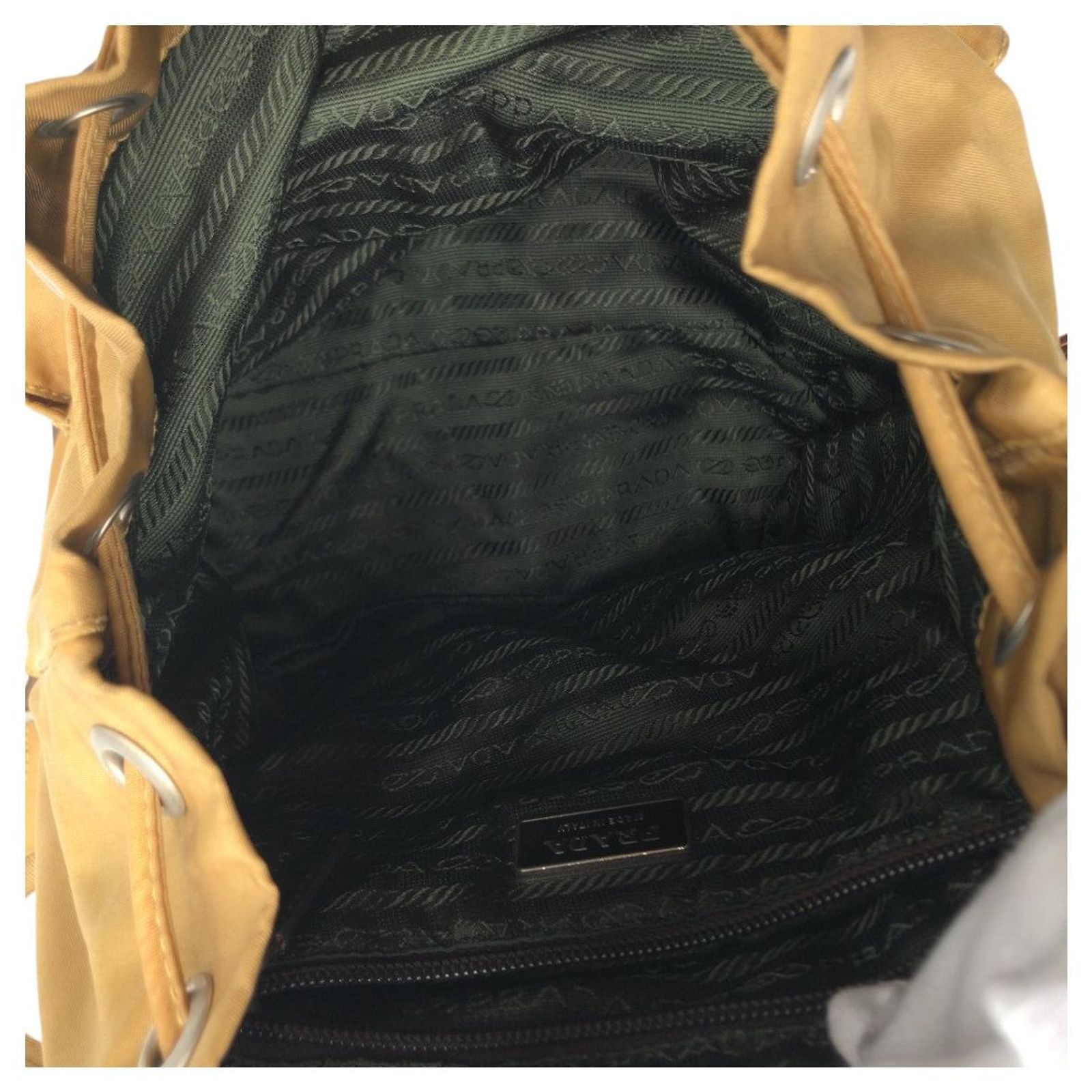 Prada Nylon Tessuto Triangle Logo Backpack Brown ref.2490194  display picture 3