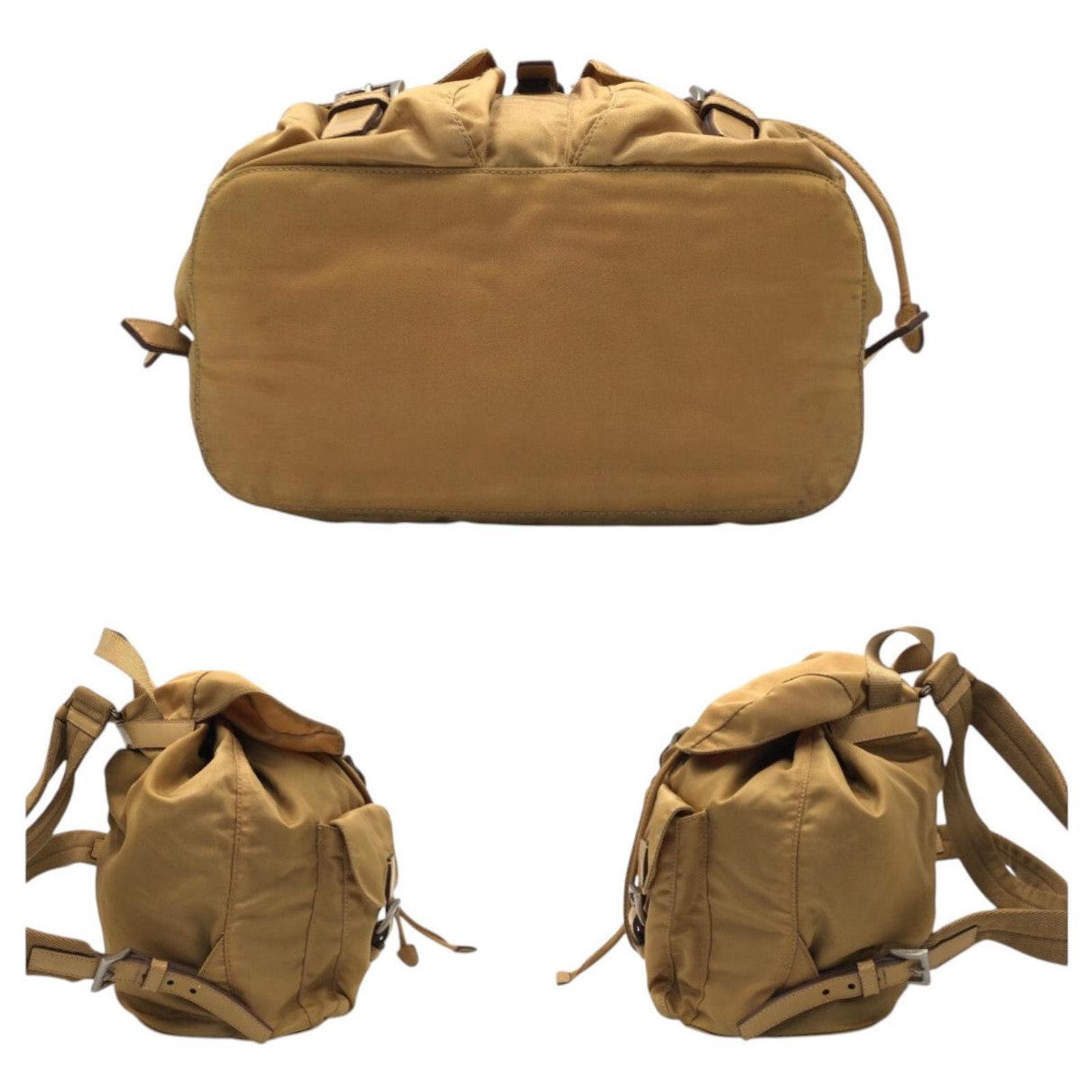 Prada Nylon Tessuto Triangle Logo Backpack Brown ref.2490194  display picture 2