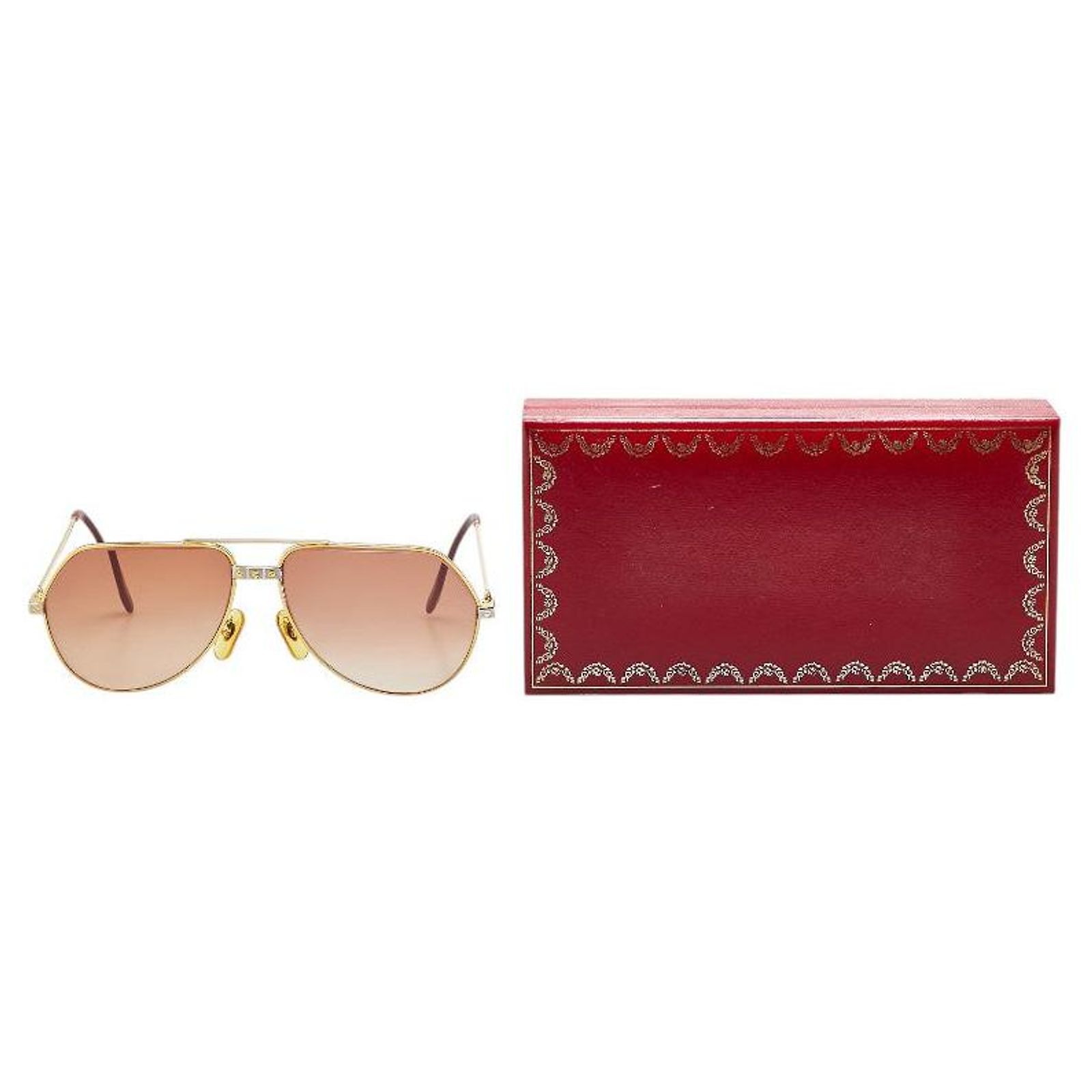 Cartier K14 Gold Sunglasses Brown Plastic ref.2491456 - Joli 
