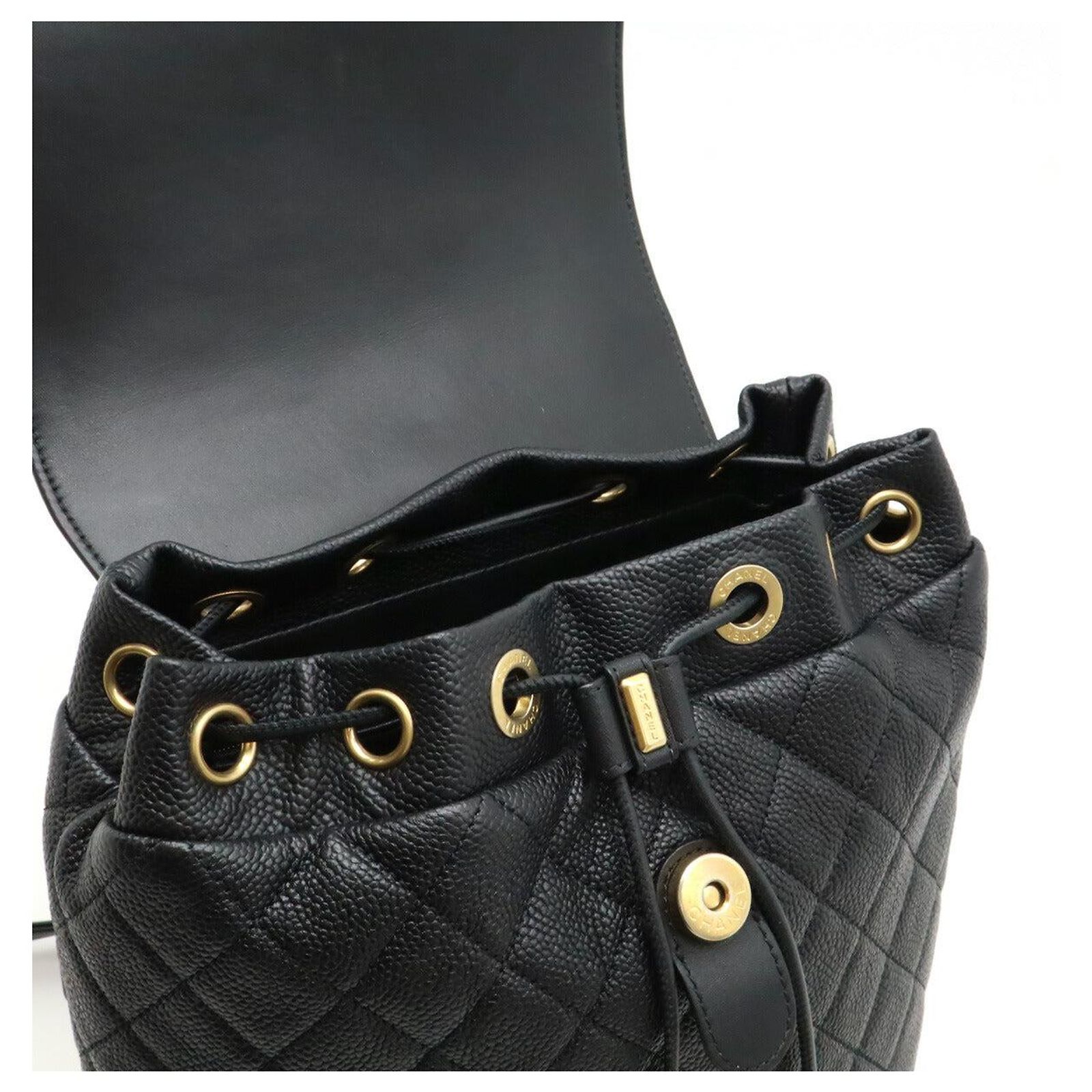 CHANEL Backpack Matelasse Coco Mark CC Filigree Caviar Skin A57090 Black Chanel Black Quilted Caviar Leather Filigree Backpack Chanel  main image 4