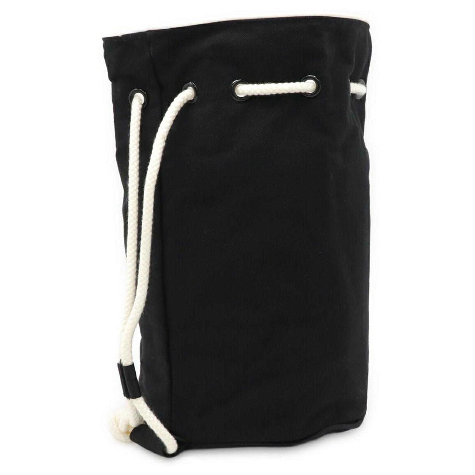 Chanel Rucksack Drawstring Pool Bag in Black Canvas. Chanel Canvas Vinyl Logo Print Pool Bag Black Cloth ref  main image 3