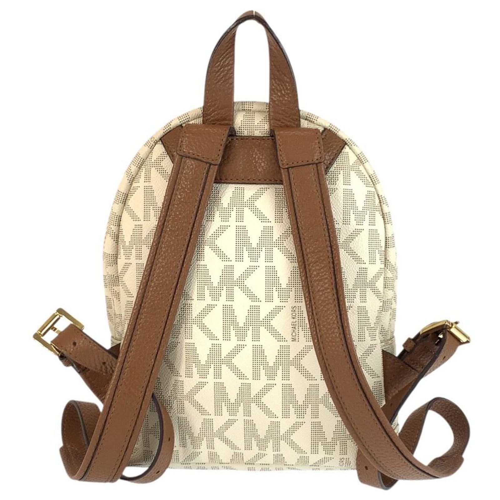 Michael Kors MK Signature PVC Backpack Beige Cream Camel 