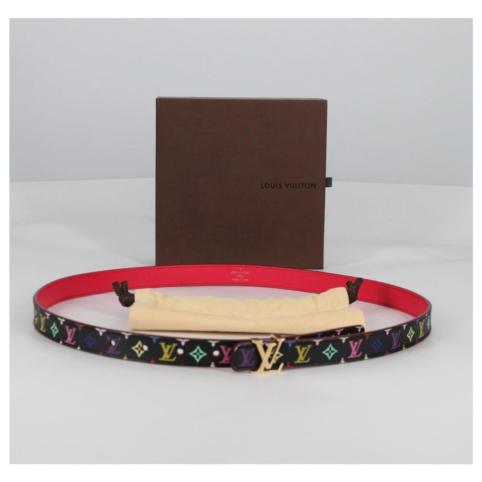 Authentic LV black multicolor belt LOUIS VUITTON Multi Colors Belt Women size 90 US Size 27  main image 3
