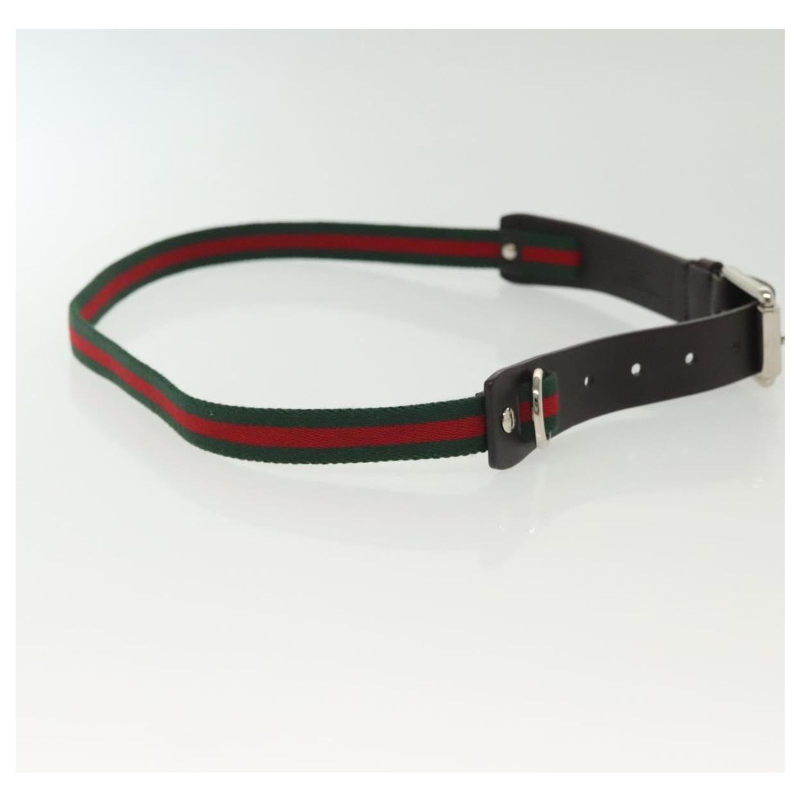 GUCCI Web Sherry Line Belt Leather 40.2 display picture 1