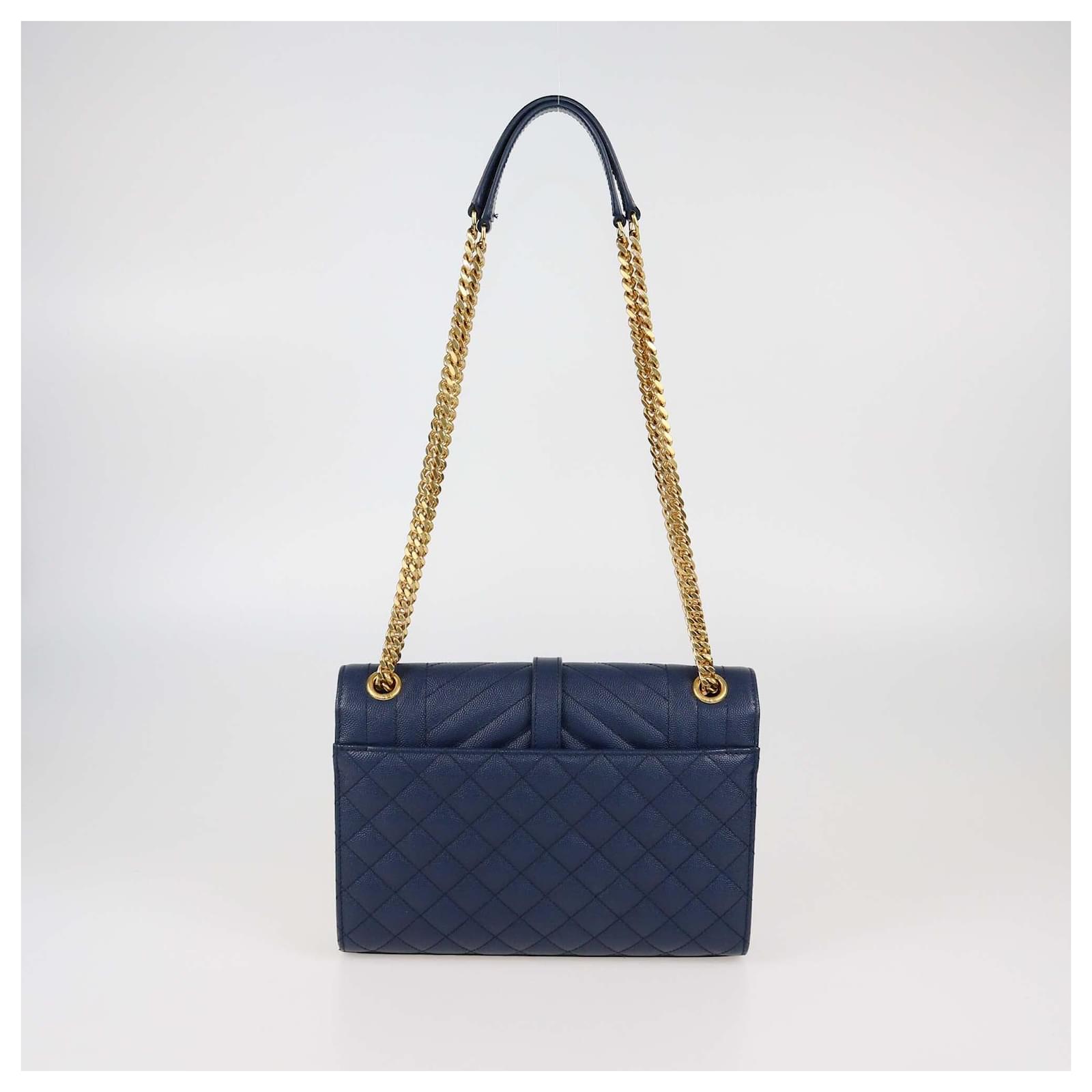 Saint Laurent Navy Blue Mixed Matelasse Leather Medium Monogram