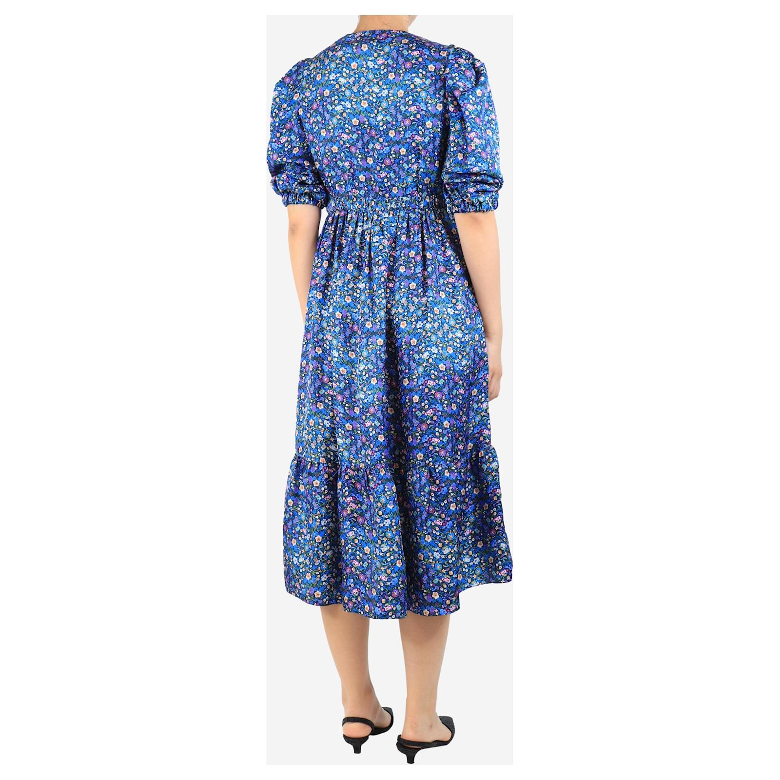 beachy midi dresses Sail to Sable Flutter Sleeve Midi Dress in Beach Splash Large