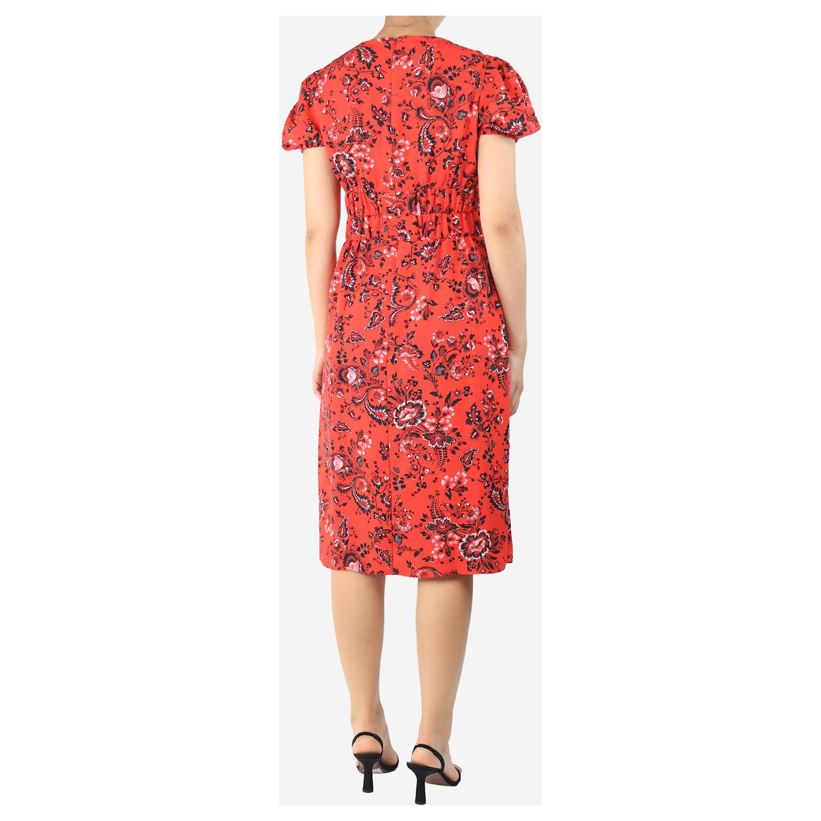 open lace back dress Draped Midi Dress, Red / 4