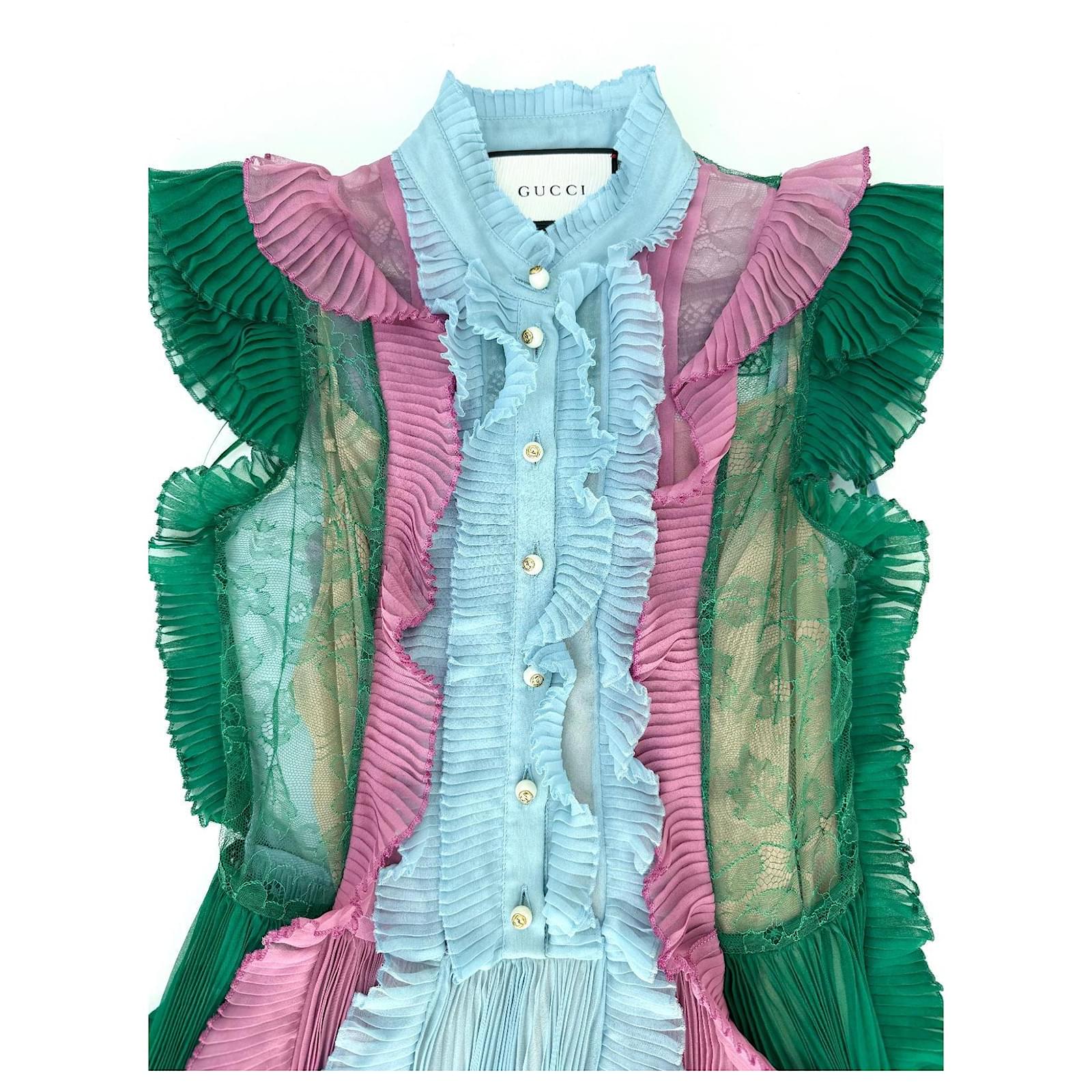Gucci Color Block Silk Chiffon Dress Multiple colors ref.2494961 - Joli  Closet