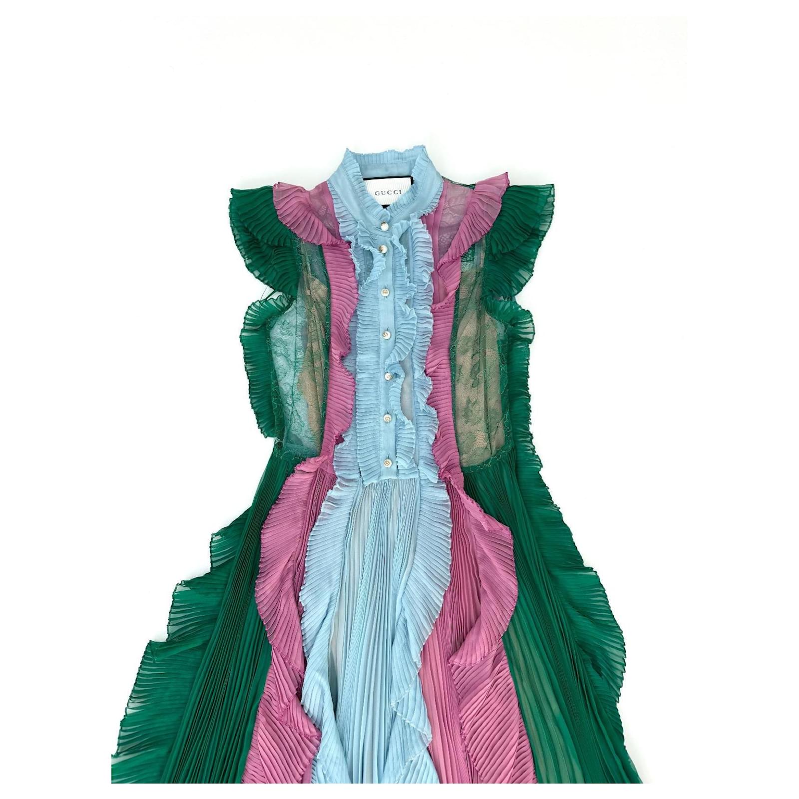Gucci Color Block Silk Chiffon Dress Multiple colors ref.2494961 - Joli  Closet