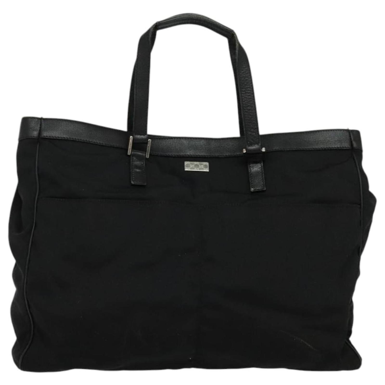 GUCCI Hand Bag Nylon Black Silver 153213 Auth 138342 Silvery ref