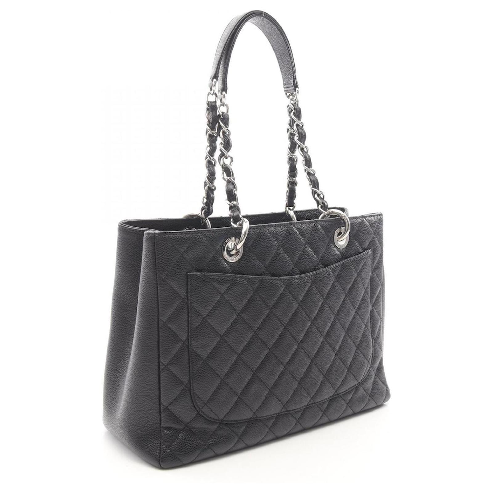 Chanel Matelasse Grand Shopping GST Tote Bag Black Leather ref