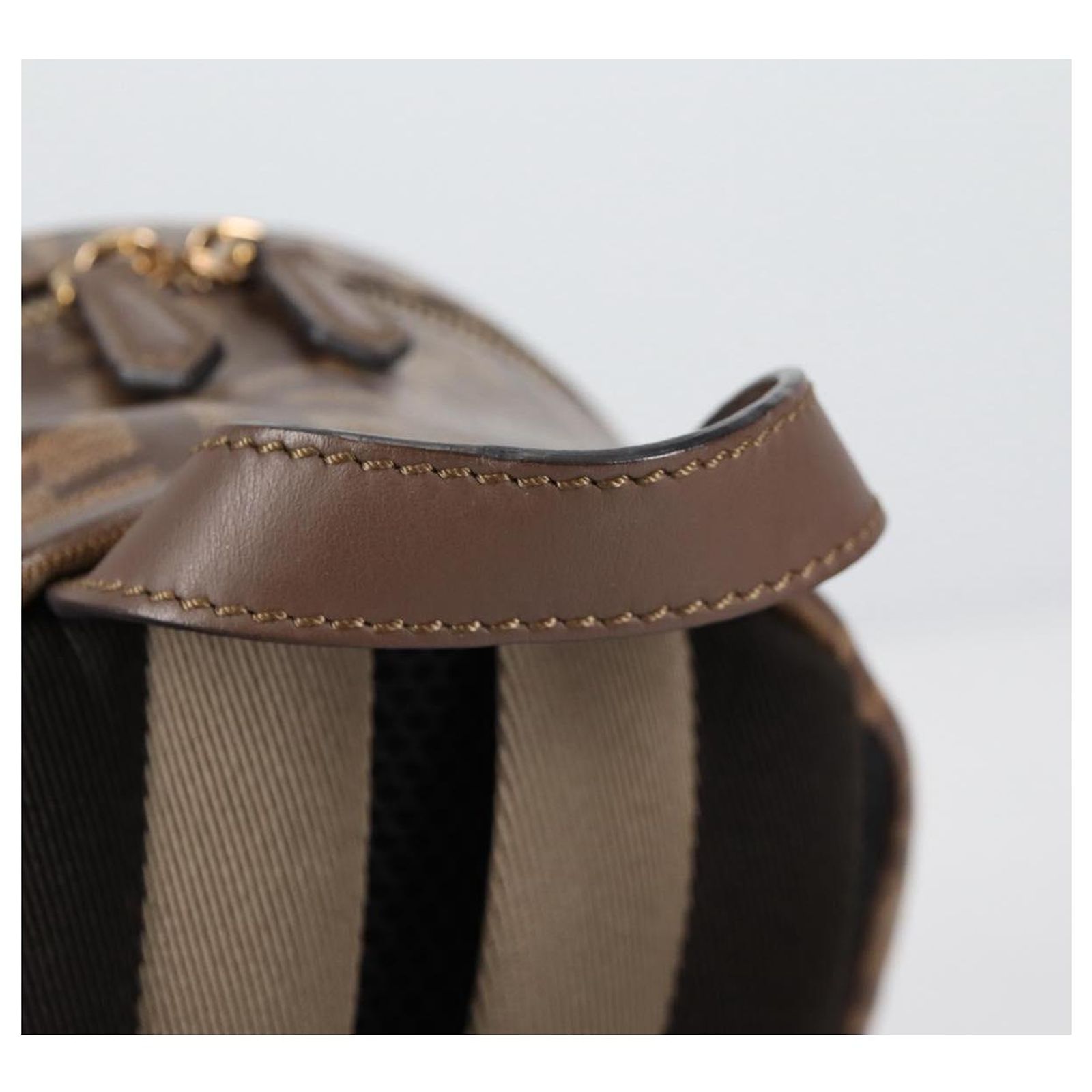 FENDI Zucca Canvas Backpack Brown Black gold Auth 111351 Fendi Backpack Brown Bags & Handbags for Women for sale | eBay main image 2