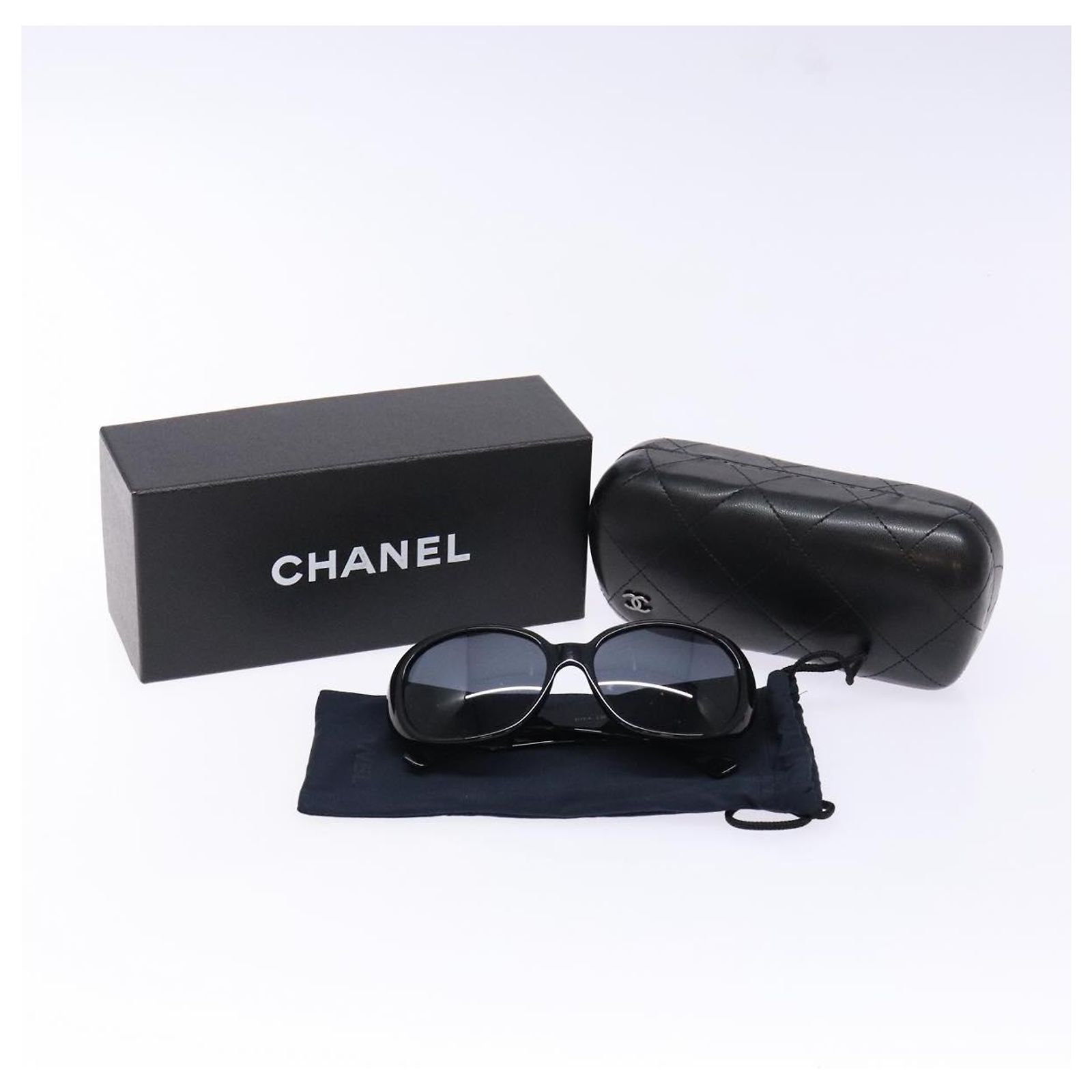 CHANEL Sunglasses Rubber Black CC Auth Authentic Chanel Black CC Sunglasses – Paris Station Shop main image 3