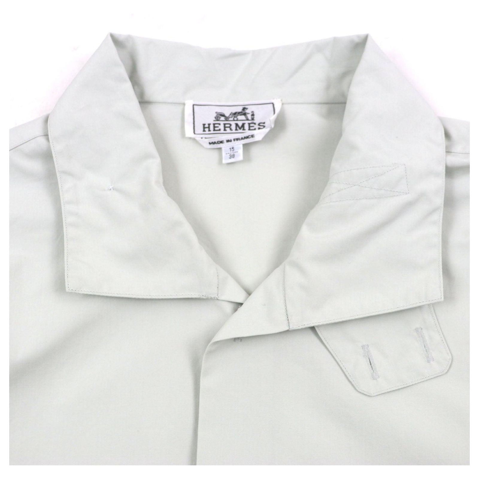 Chemise Hermès Homme Taille 40 - Coton Vert, Motif Intégral - Occasion Très Bon état