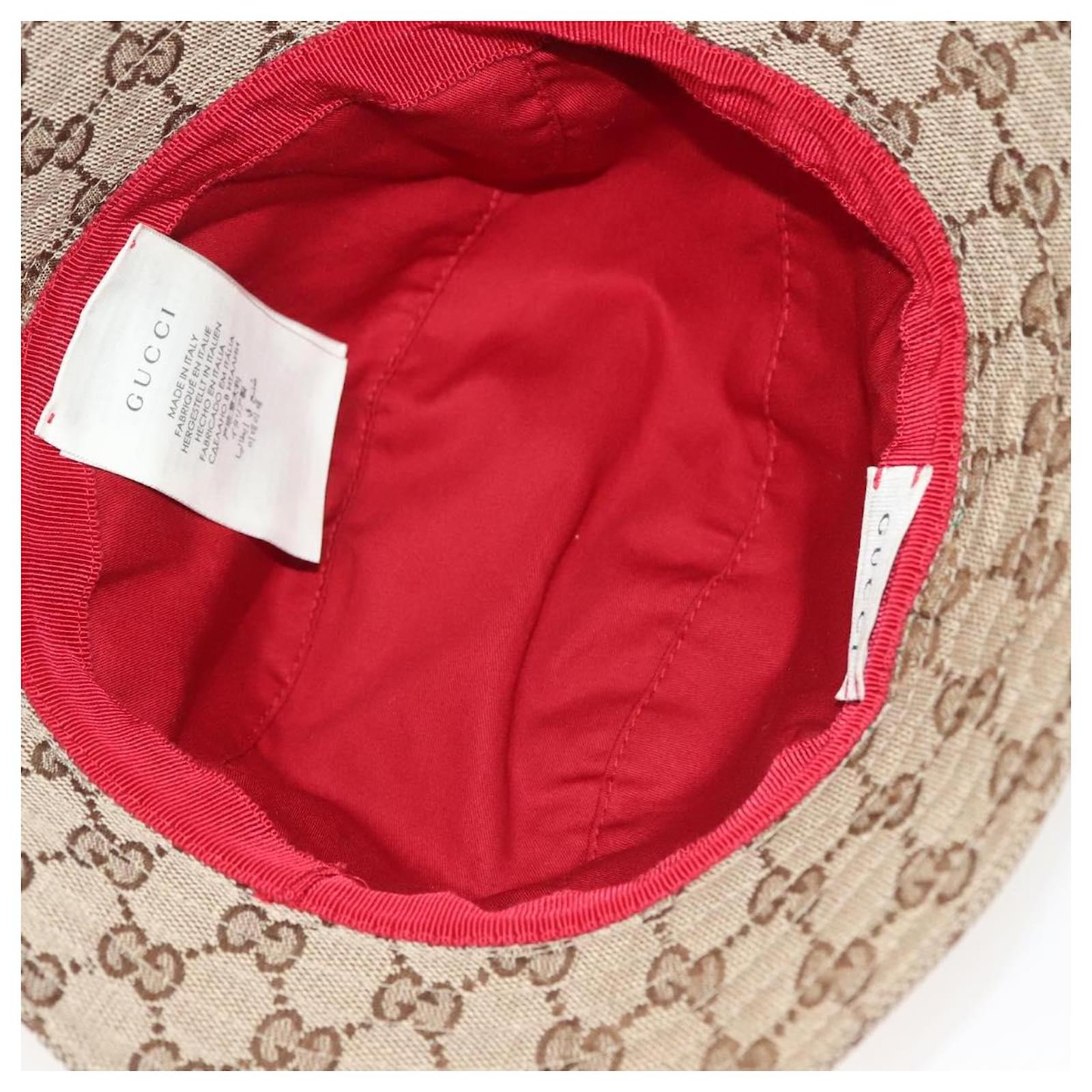 GUCCI GG Canvas Web Sherry Line Hat M Beige Red Green 411790 Auth