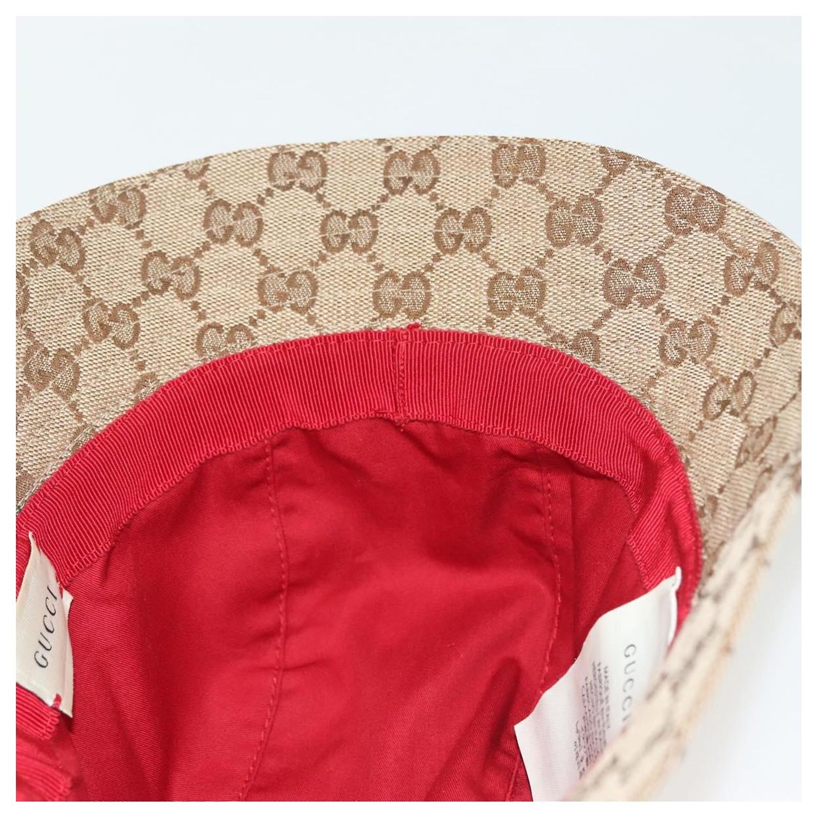 Chapeau GUCCI GG Canvas Web Sherry Line M Beige Rouge Vert  display picture 1