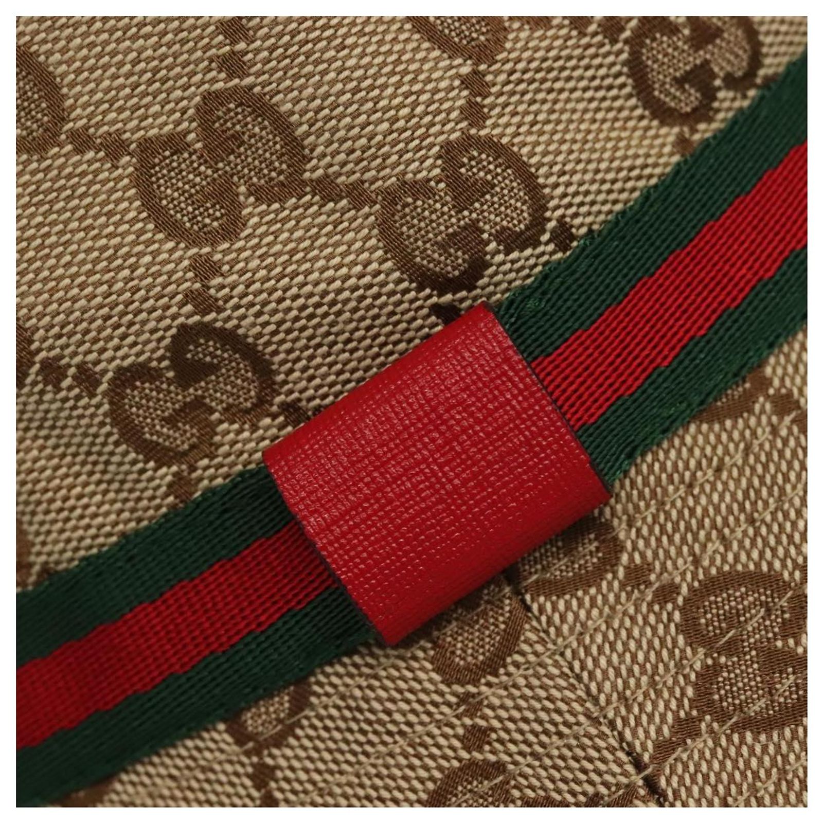 GUCCI GG Canvas Web Sherry Line Cap Black Red Green 200035 Auth 163480 Gucci  main image 2