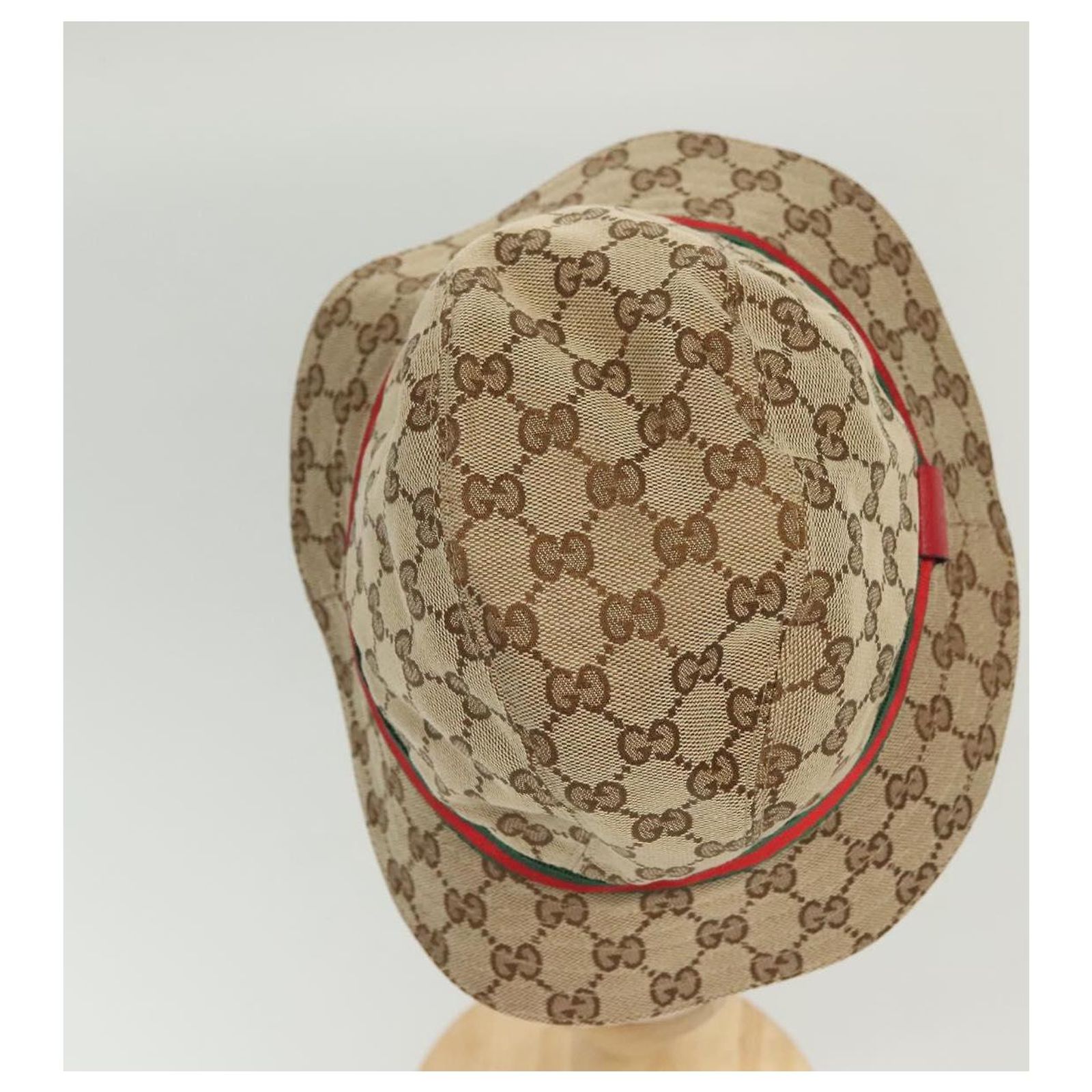 GUCCI GG Canvas Web Sherry Line Hat M Beige Red Green 411790 Auth yk19494 GUCCI GG Canvas Web Sherry Line Hat M Beige Red Green 411790  main image 3