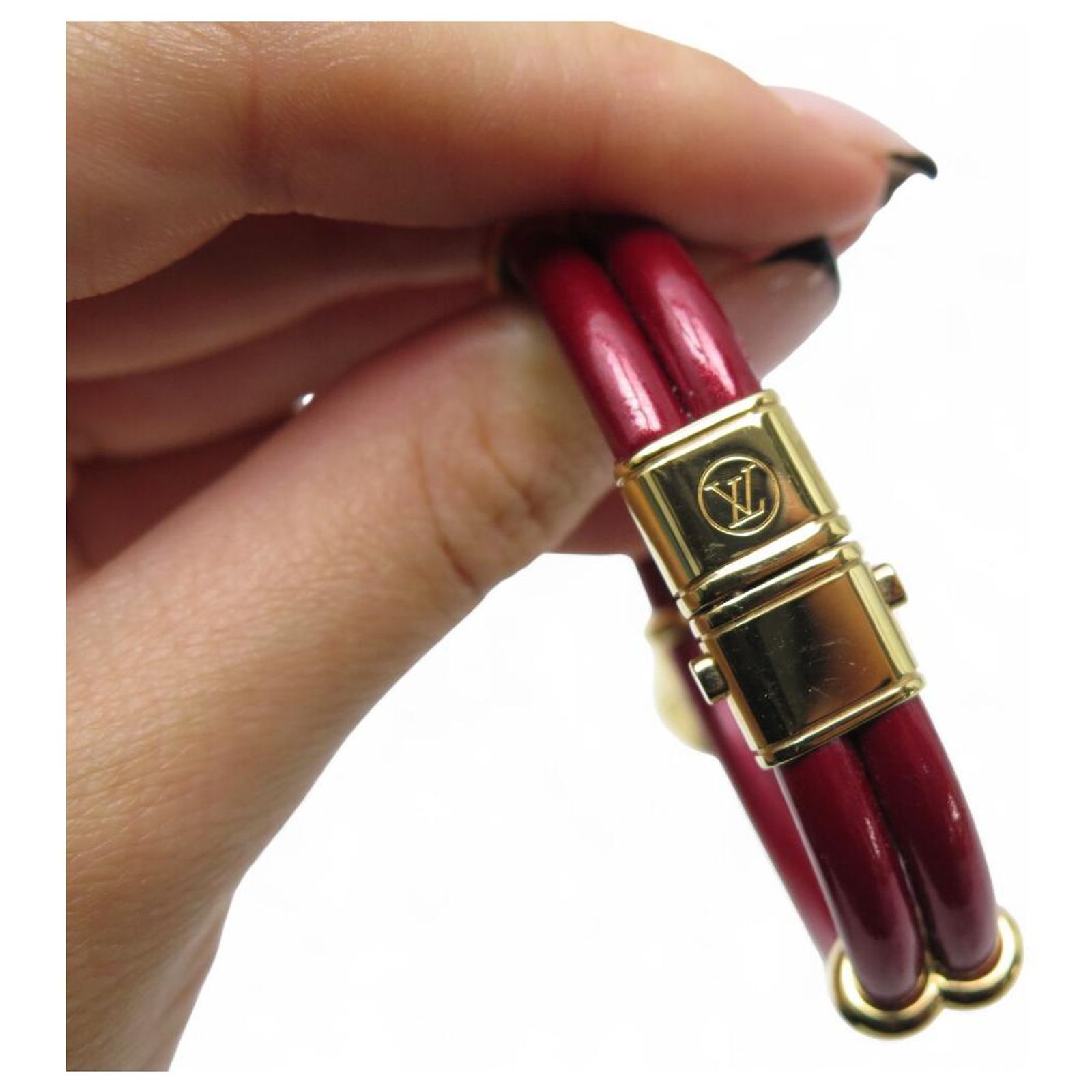 LOUIS VUITTON KEEP IT TWICE BRACELET 15 CM IN BORDEAUX VARNISHED 