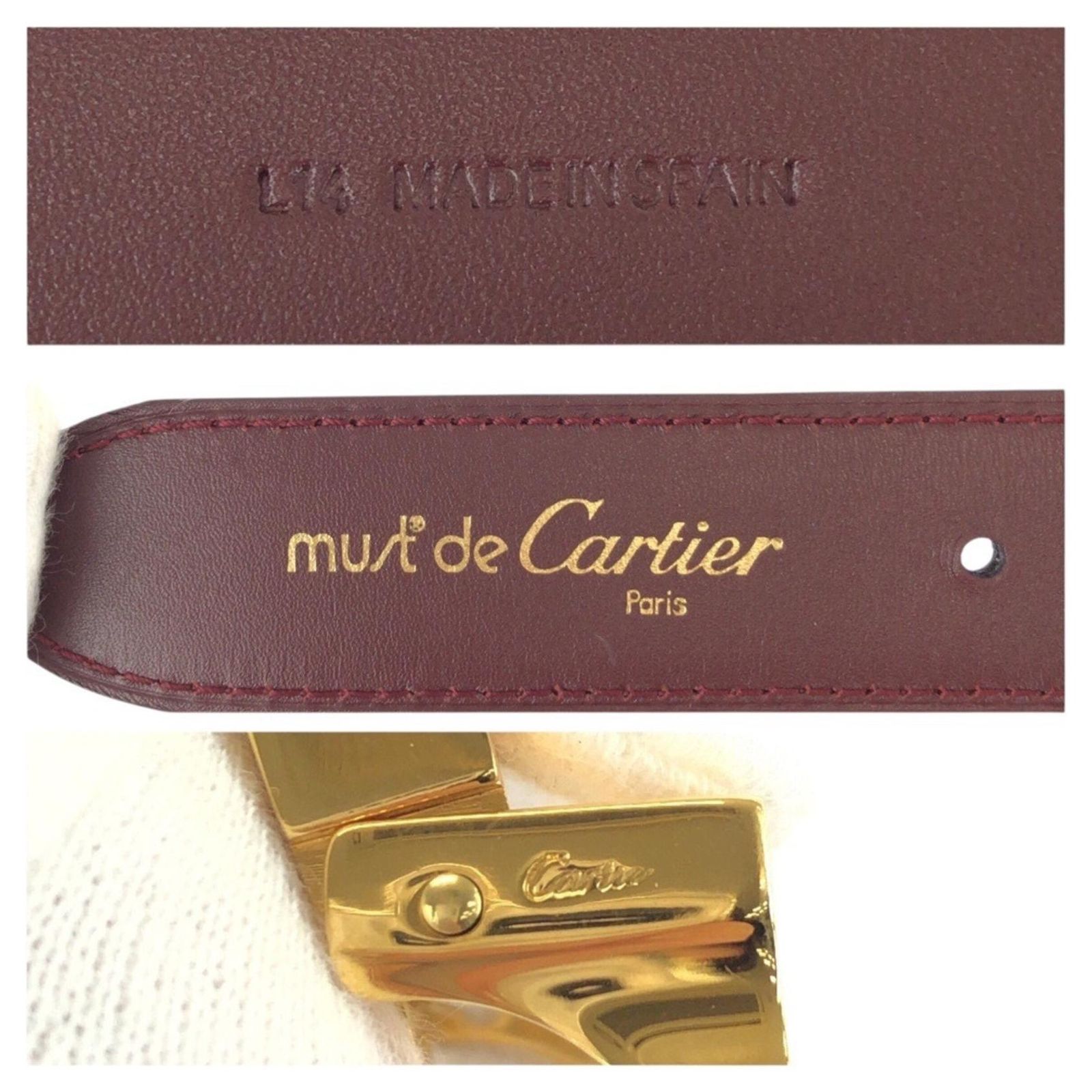 CARTIER Must Line Bordeaux Gold Hardware Leather Belt for Women Cartier Leather Belts for Women for sale | eBay main image 3