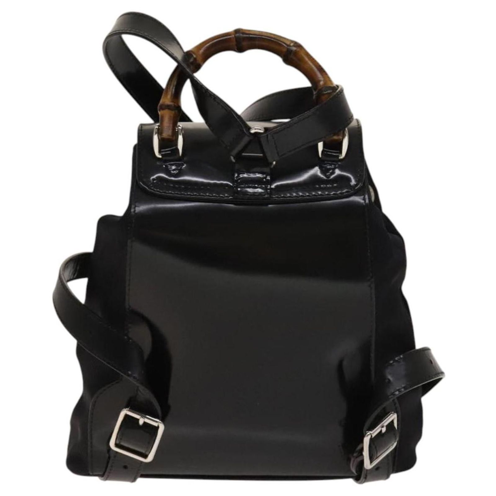GUCCI Bamboo Backpack Canvas Black Silver 003 1998 0030 Auth  display picture 1