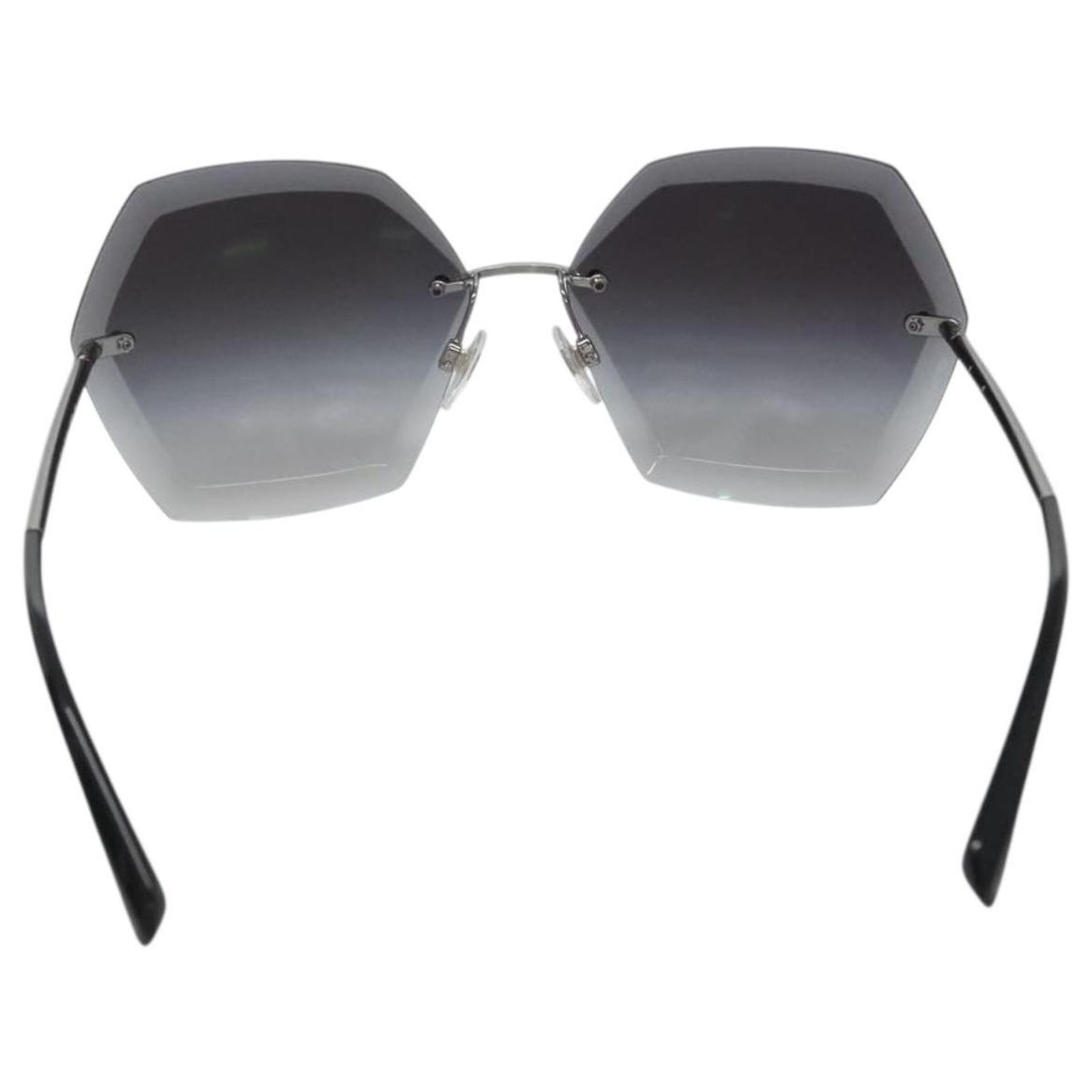 CHANEL Sunglasses metal Silver CC Auth ka2965 CHANEL Sunglasses: Shield Sunglasses, metal & strass  main image 4