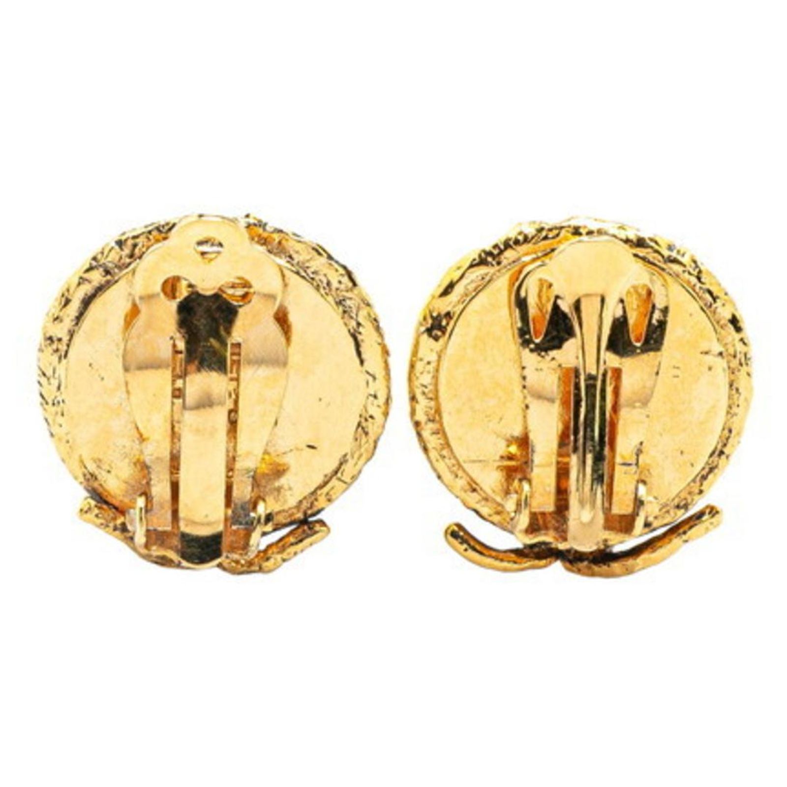 Boucles D'oreilles Anciennes Clips - Perles Jaunes Et Dorées, Style Créateur Vintage