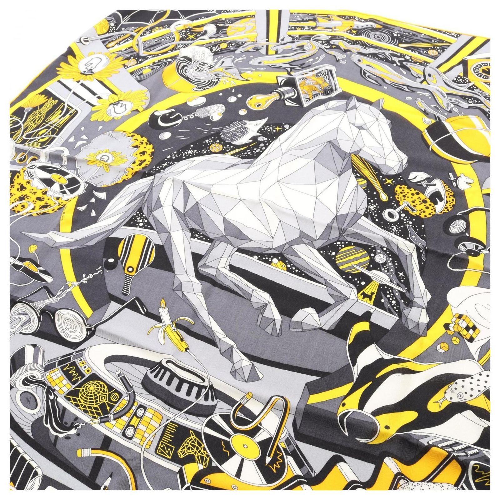 Hermès Carré 100 Faubourg of Dreams Scarf Brown Multiple colors
