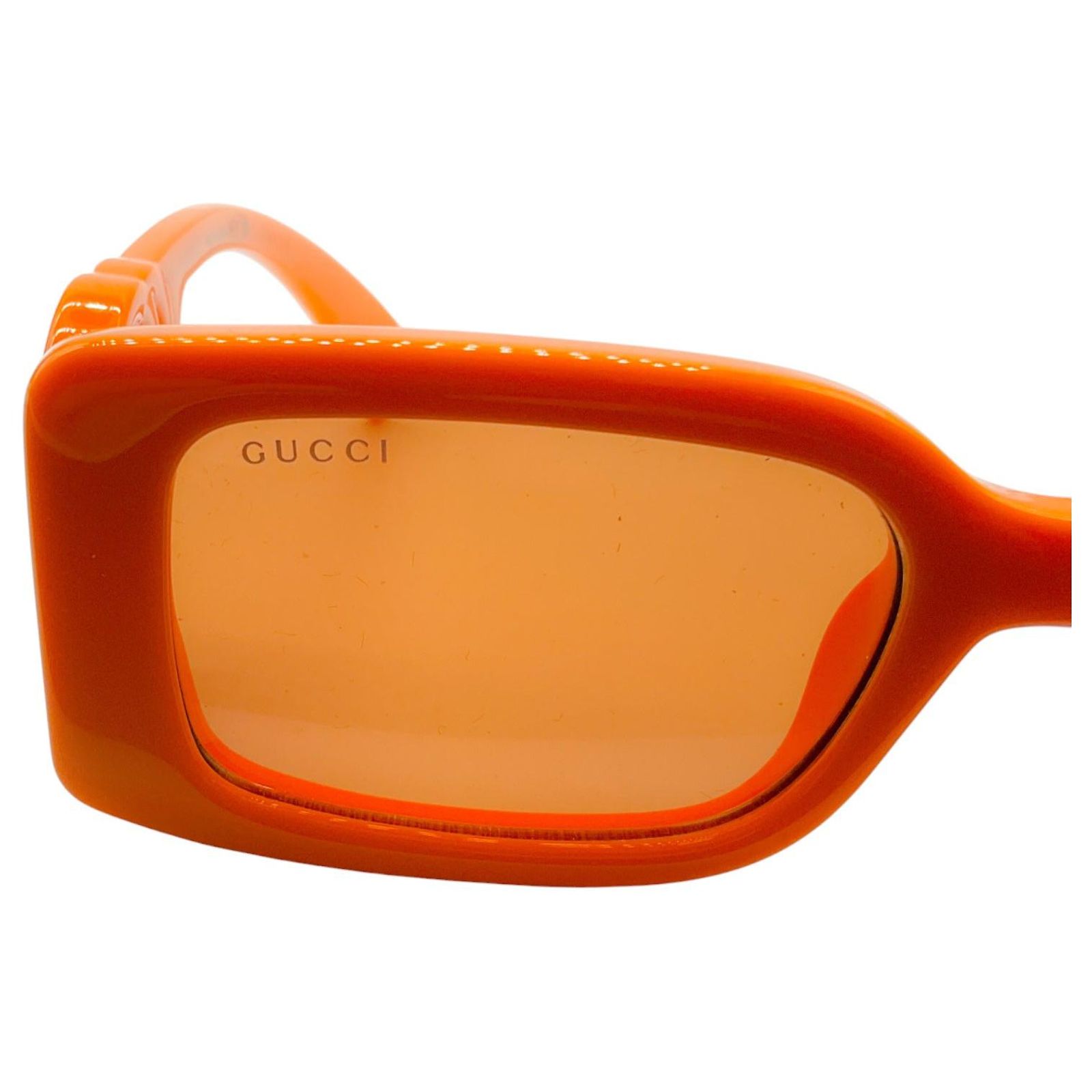 GUCCI ORANGE / BROWN CHAISE LONGUE 54MM RECTANGULAR FRAME SUNGLASSES Gucci Orange / Brown Chaise Longue 54MM Rectangular Frame  main image 2