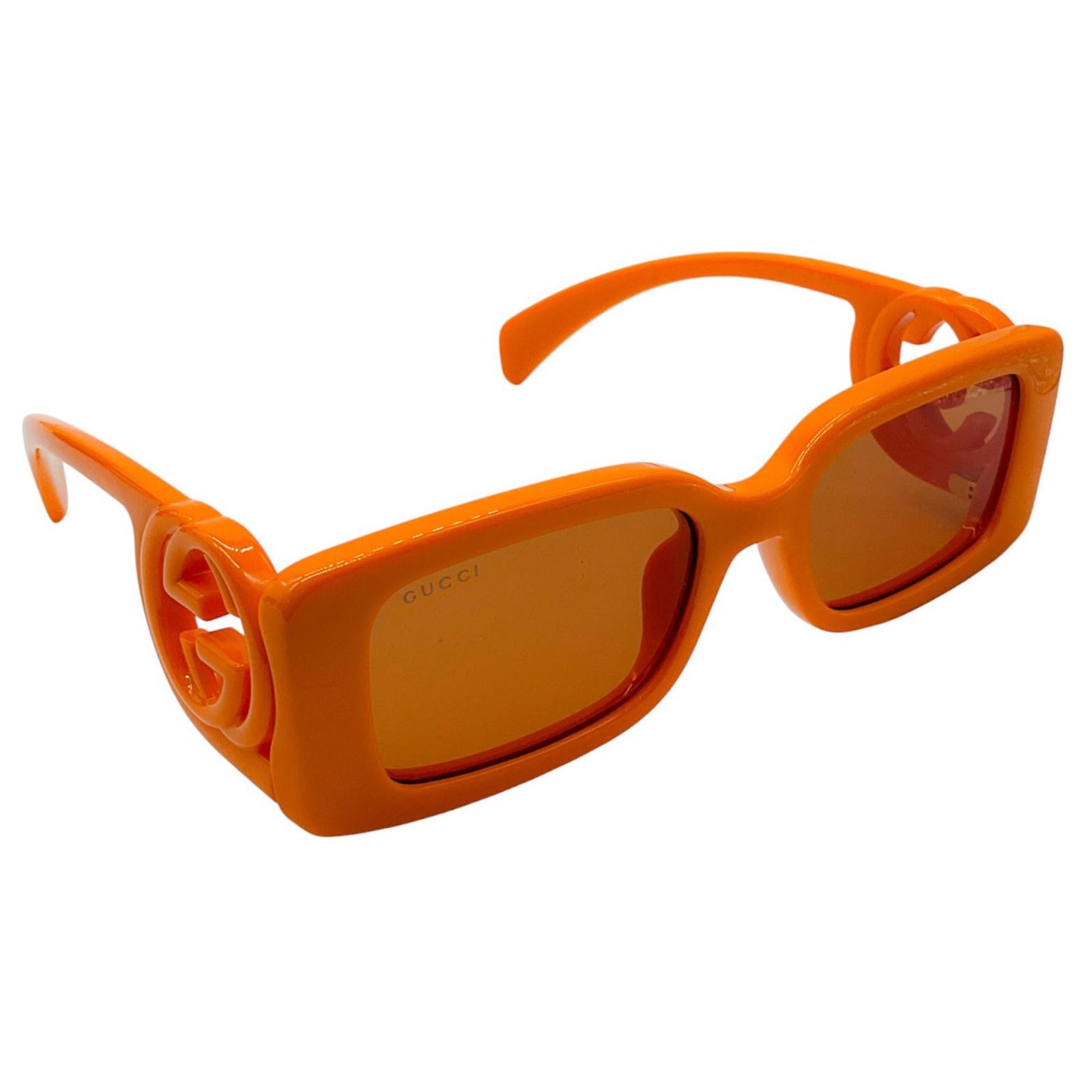 GUCCI ORANGE / BROWN CHAISE LONGUE 54MM RECTANGULAR FRAME SUNGLASSES Gucci Orange / Brown Chaise Longue 54MM Rectangular Frame  main image 4