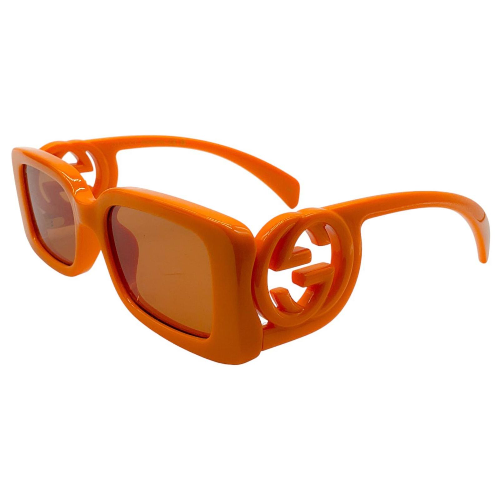 Gucci Orange / Brown Chaise Longue 54MM Rectangular Frame 