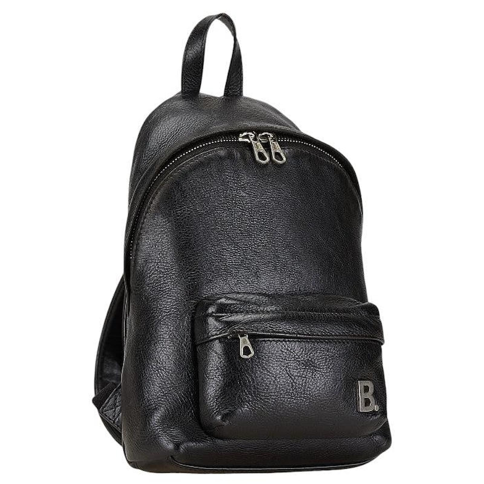 Balenciaga B logo Leather Backpack Black ref.JC2508118 (Sold