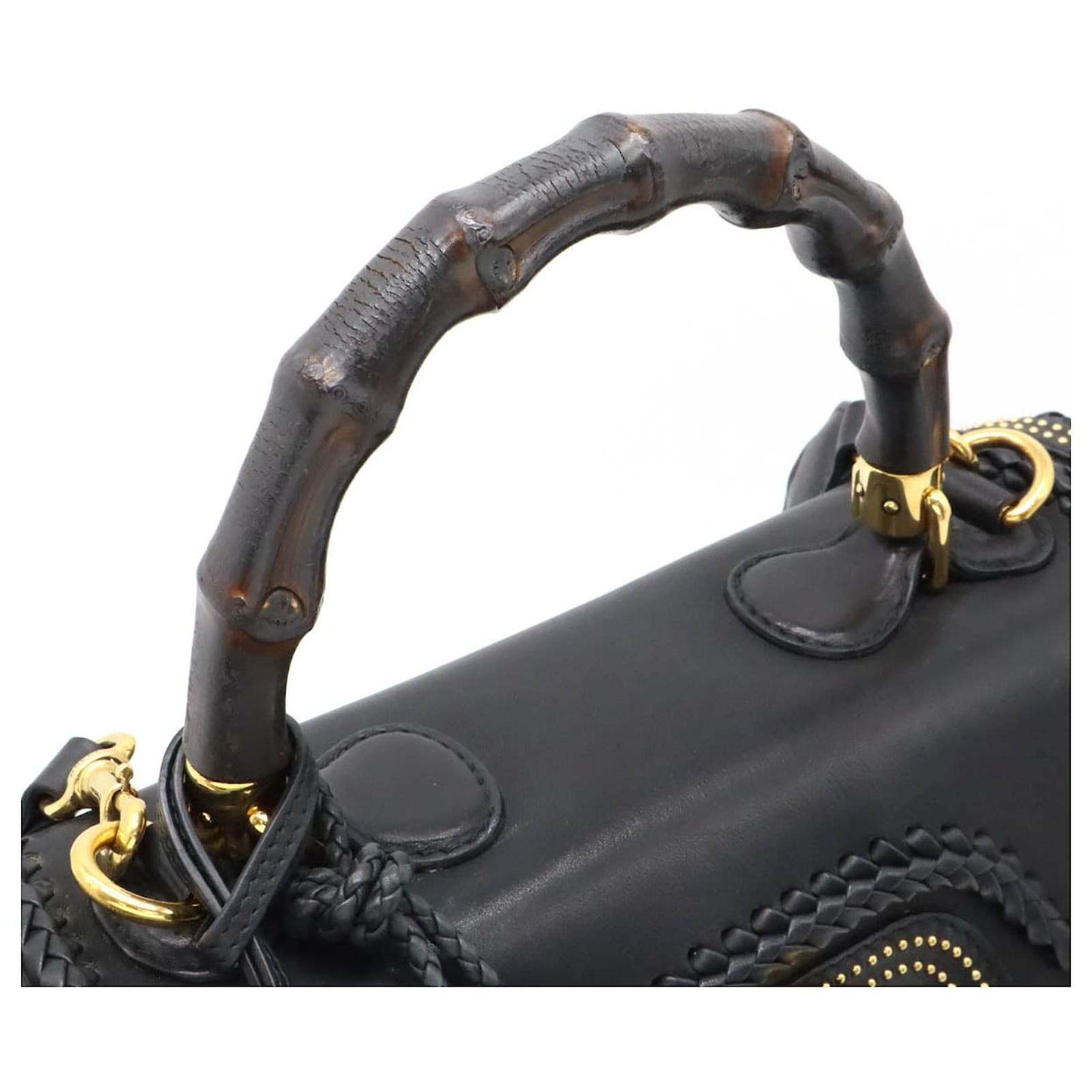 Gucci New Bamboo 2way Handbag Black Leather ref.JC2509117 (Sold