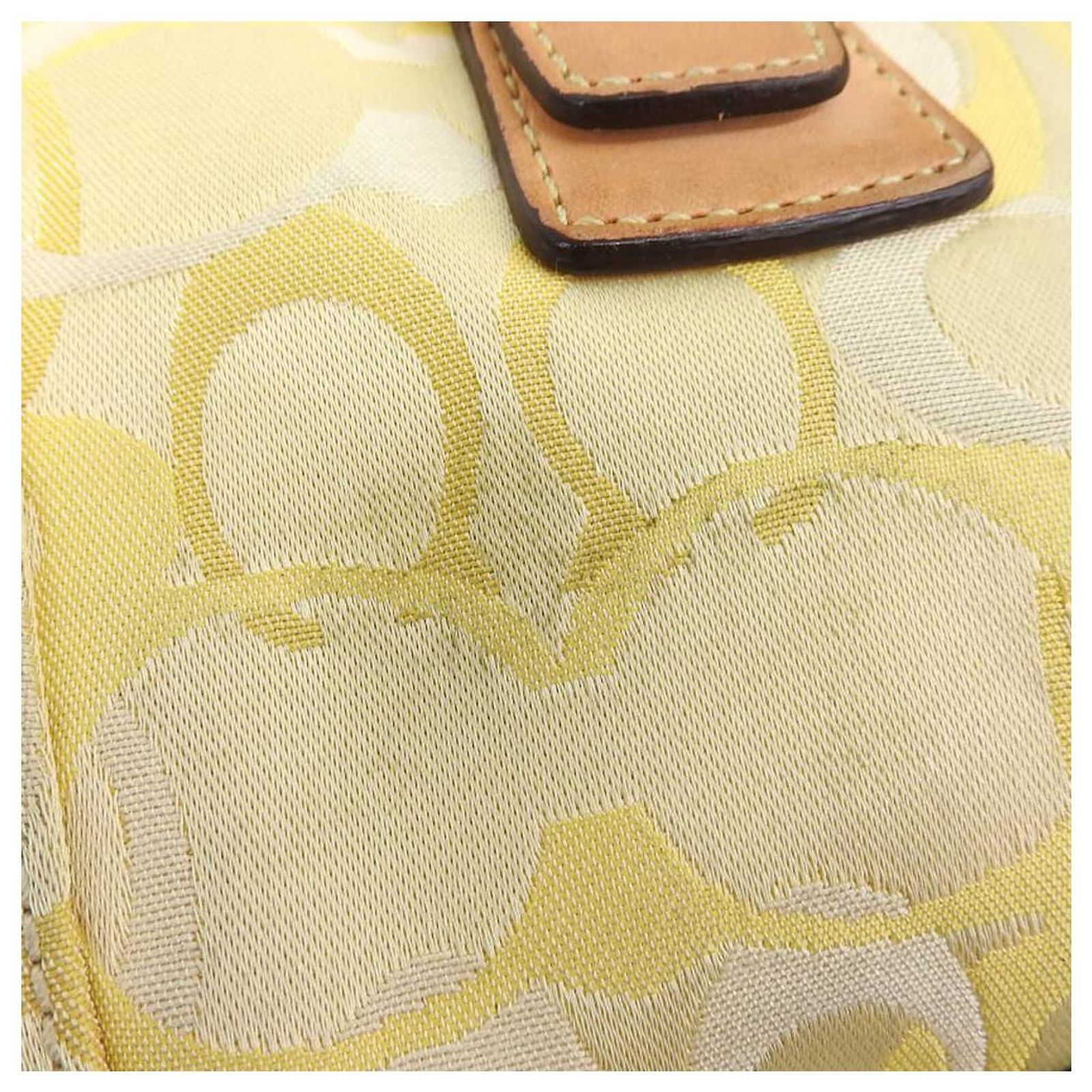 Coach Optic Signature Flap Satchel Canvas Bag Yellow Cloth ref 