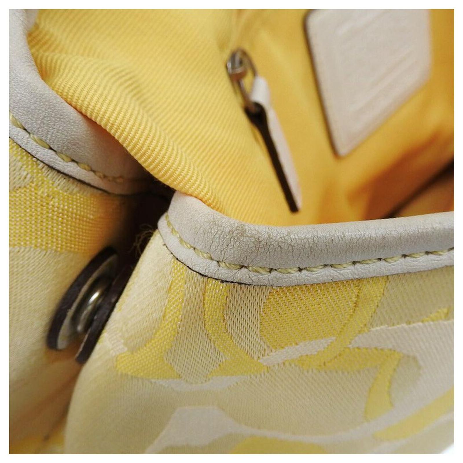 Coach Optic Signature Flap Satchel Canvas Bag Yellow Cloth ref 
