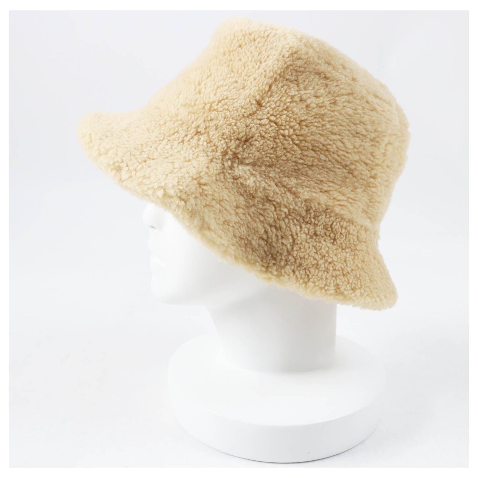 Hermes Fove Sheep leather Cowhide Bucket Hat Hermes Cashmere Swift Harper Evelyne Bucket Hat 58 Biscuit  main image 3