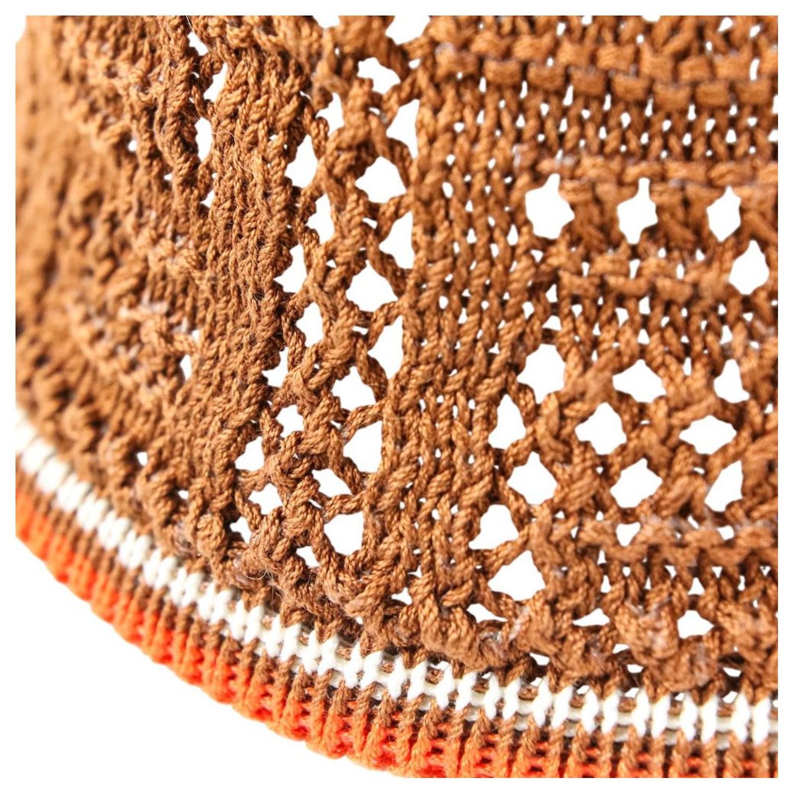 Fendi FF Crochet Cotton Bucket Hat Fendi Brown Crochet FF Logo Bucket Hat M International main image 2