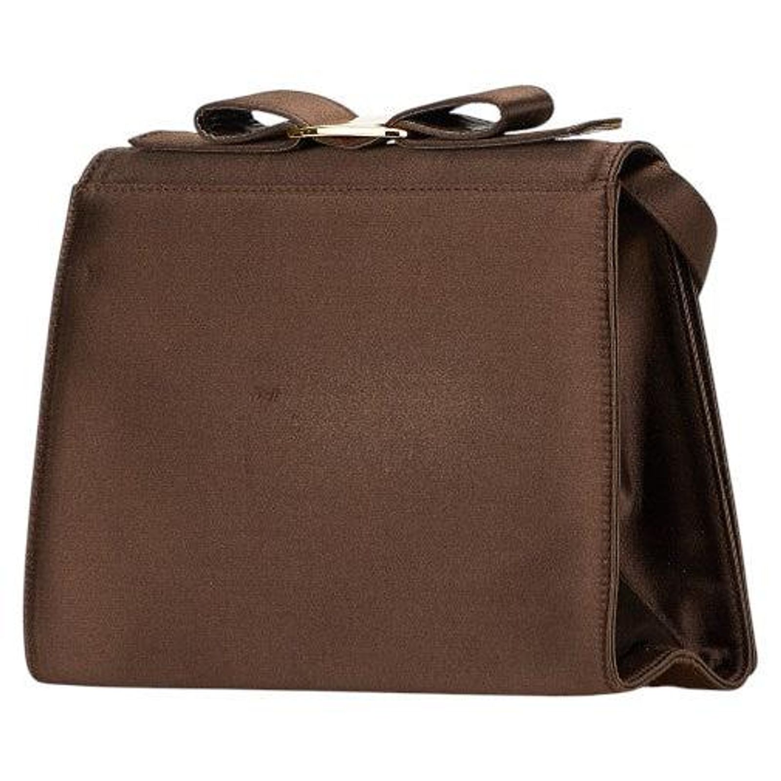 Salvatore Ferragamo Vara Ribbon Satin Shoulder Bag Brown Bronze 