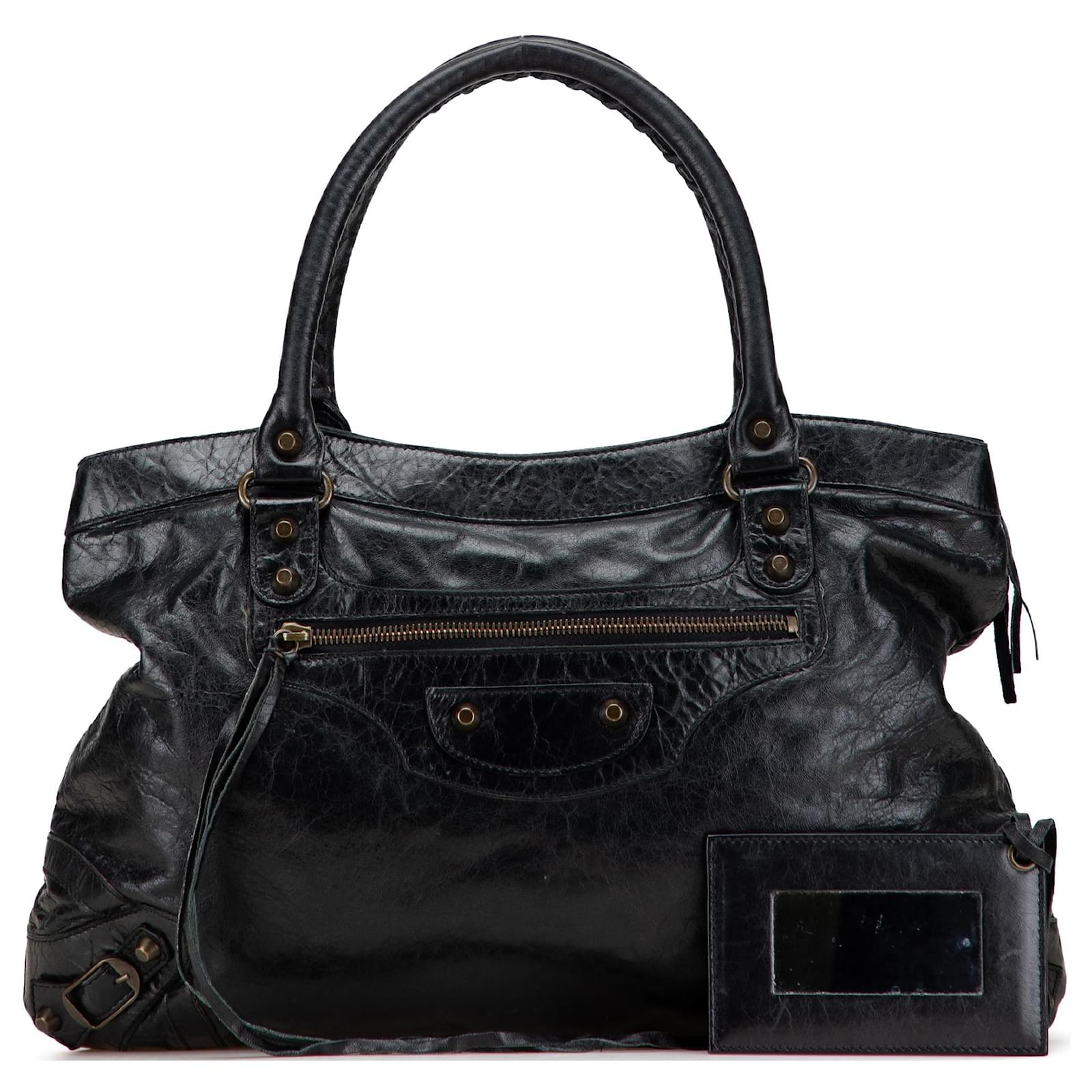 Balenciaga Black Chevre Motocross Classic Purse Bag Leather
