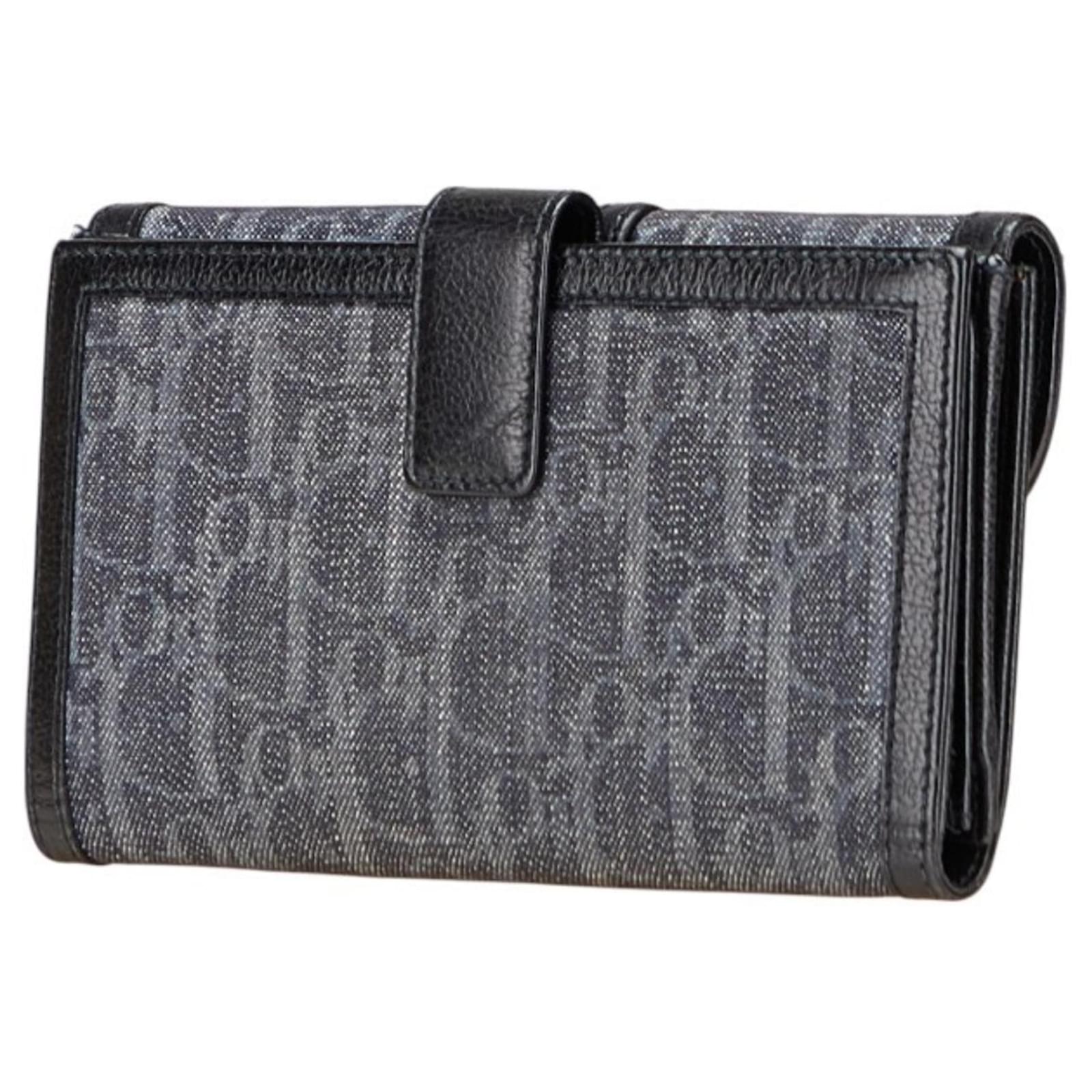Price Dior Bifold Christian Dior Trotter Navy Blue Vintage Canvas