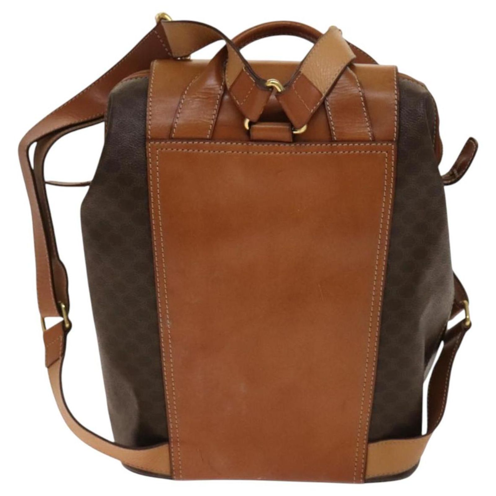 CELINE Macadam Canvas Backpack PVC Leather Beige Gold Auth 144815 CELINE PVC Backpacks for Women for sale | eBay main image 4