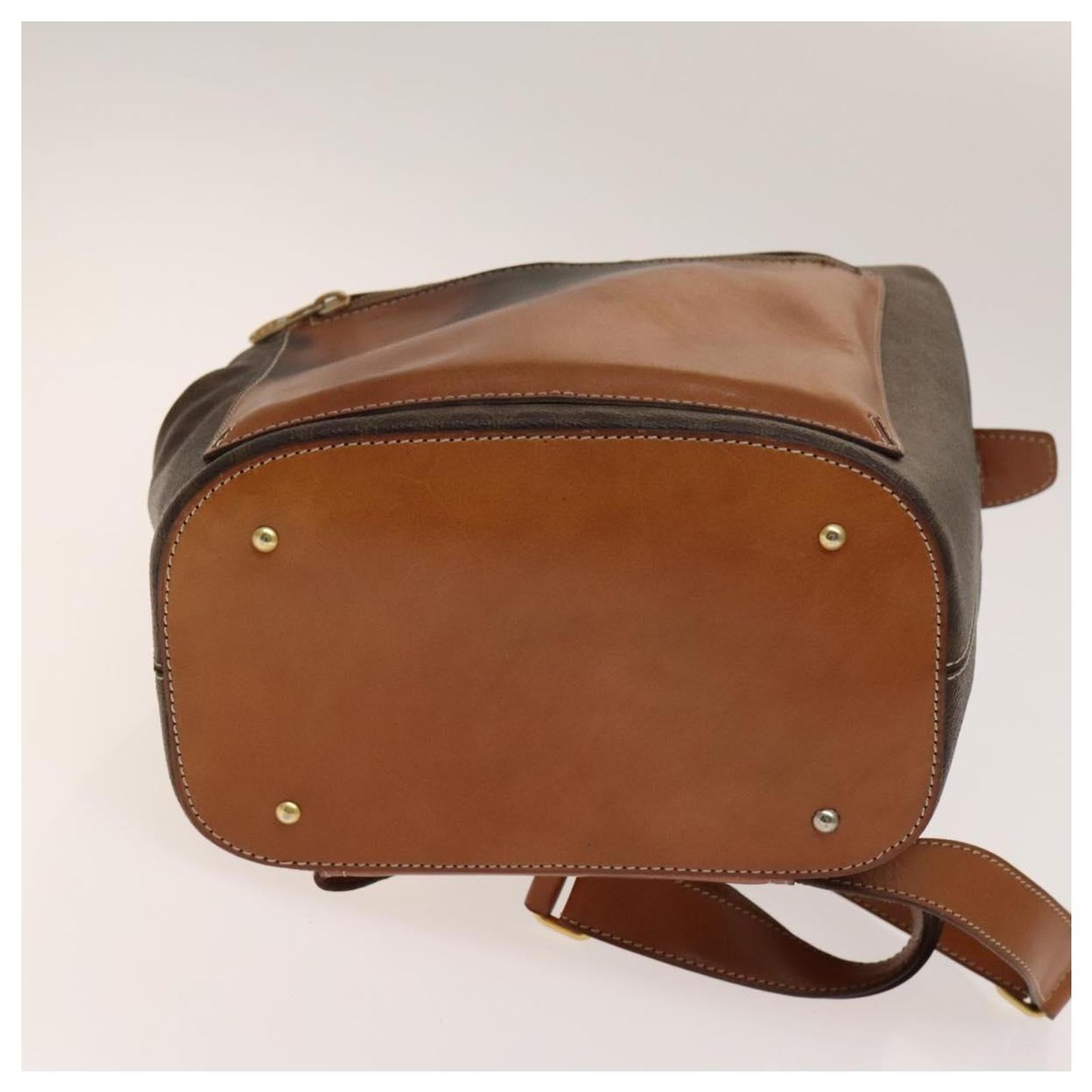 CELINE Macadam Canvas Backpack PVC Leather Beige Gold Auth 144815 CELINE PVC Backpacks for Women for sale | eBay main image 2