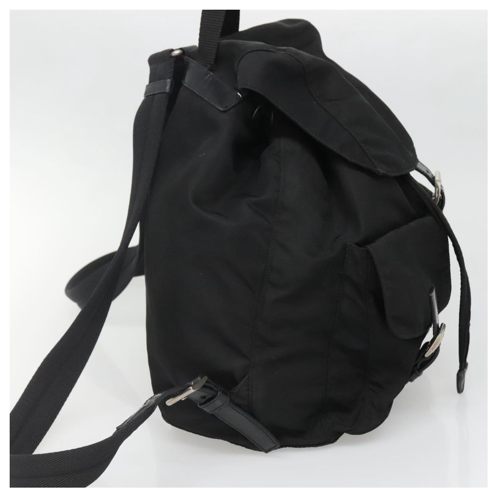 PRADA Backpack Nylon Black Silver Auth BA9398 Authentic New Prada Black Nylon With Silver Hardware  main image 2