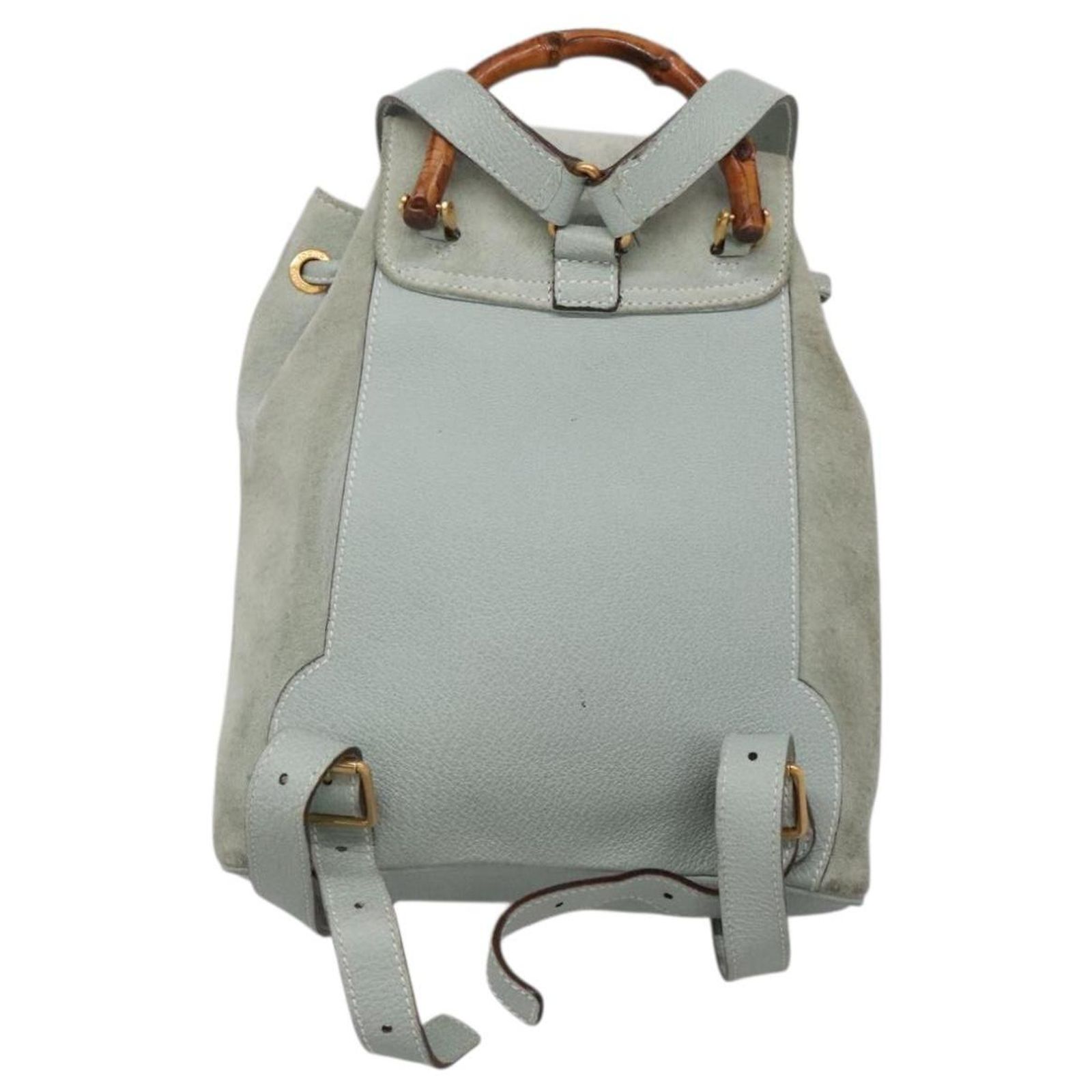 GUCCI Bamboo Backpack Suede Light Blue Gold 003 2058 0030  display picture 2
