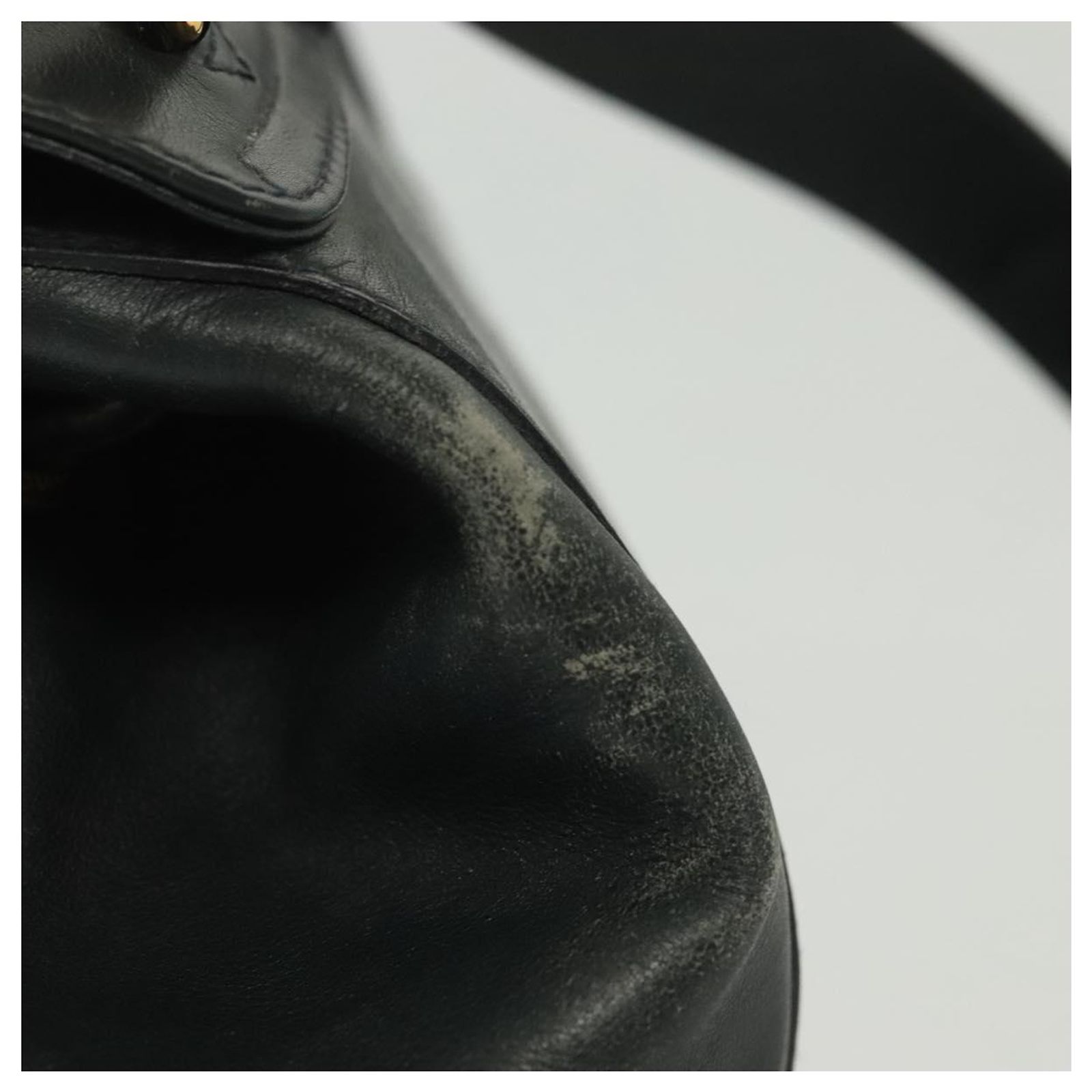 GUCCI Bamboo Backpack Leather Black Gold 003 2058 0016 Auth 