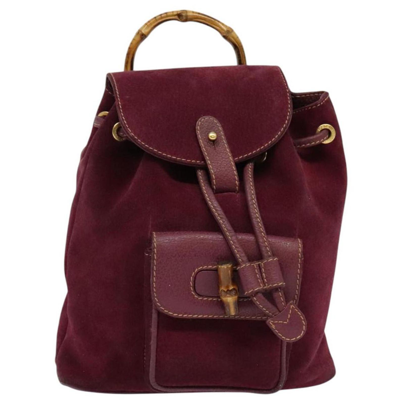 GUCCI Bamboo Backpack Suede Purple Gold 003 2058 0030 Auth  display picture 3